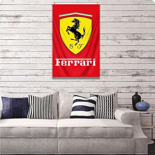 Miniatura 2 de Kasflag Ferrari - Bandera de carreras vertical (3 x 5 pies, resistente, poliéster 150D duradero) con ojales de latón para habitación al aire libre,