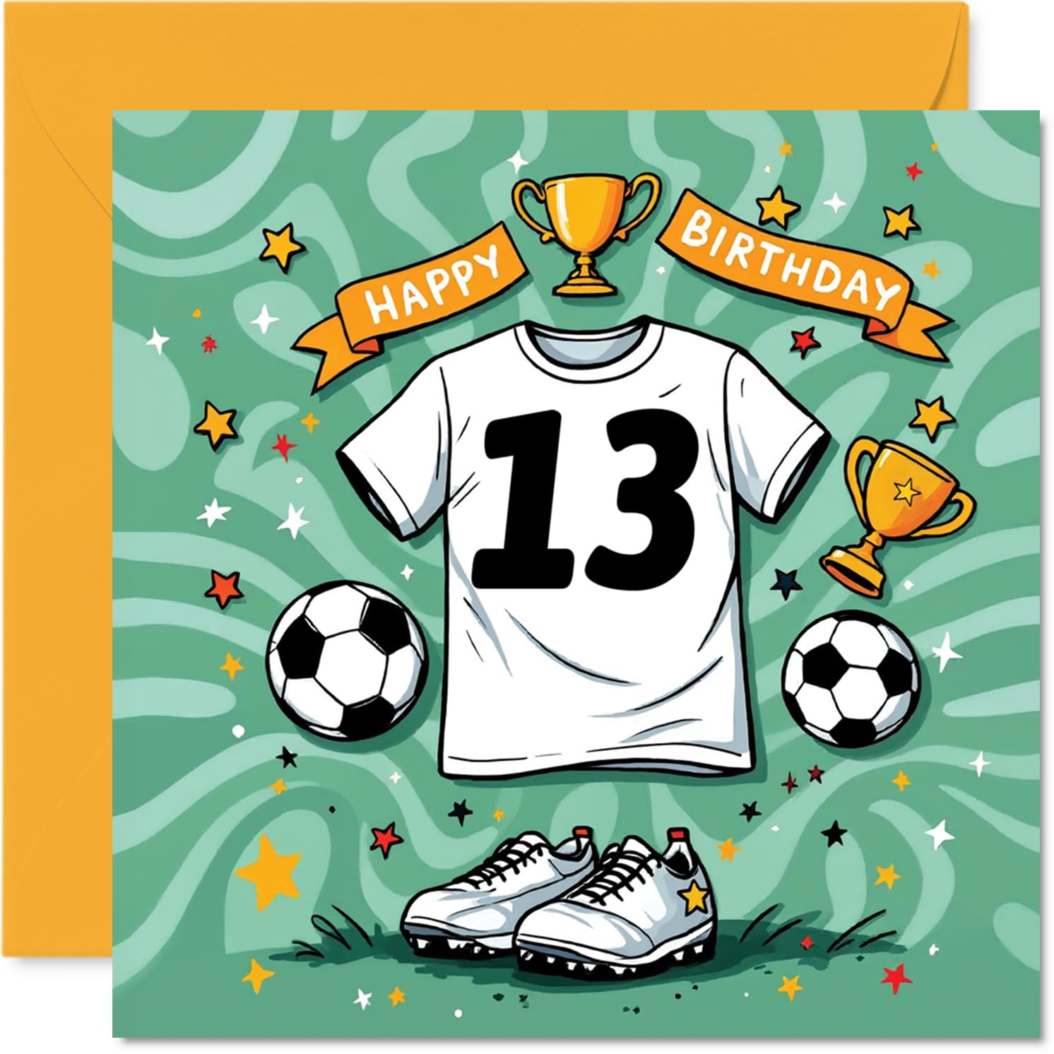 13th Birthday Cards for Girls and Boys, Football Shirt