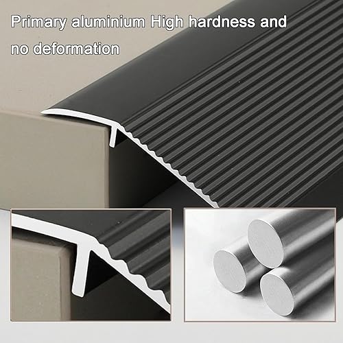 Miniatura 4 de Tira de umbral de transición de piso de aluminio, borde de piso de cocina, dormitorio, baño, puerta de baño, rampa de umbral de puerta extra ancha