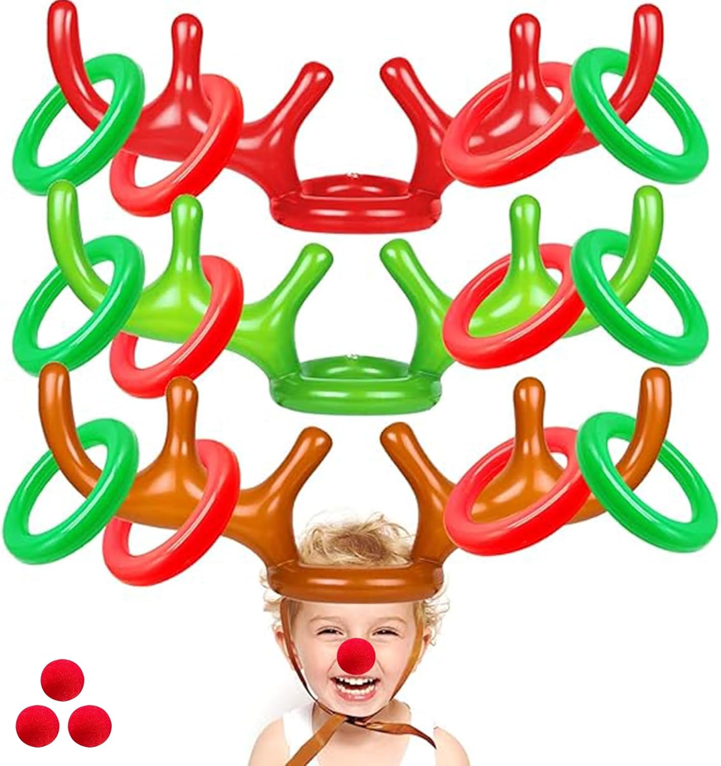 Total 18 Pcs 3 Set Inflatable Reindeer Antler Ring Toss Game Christmas Party Games Kids Family Xmas Toys Stock Stuffer Christmas Activities Carnival Supplies – 3 Antlers 12 Rings 3 Reindeer Nose Total 18 Pcs 3 Set Inflatable Reindeer Antler Ring Toss Game Christmas Party Games Kids Family Xmas Toys Stock Stuffer Christmas Activities Carnival Supplies – 3 Antlers 12 Rings 3 Reindeer Nose