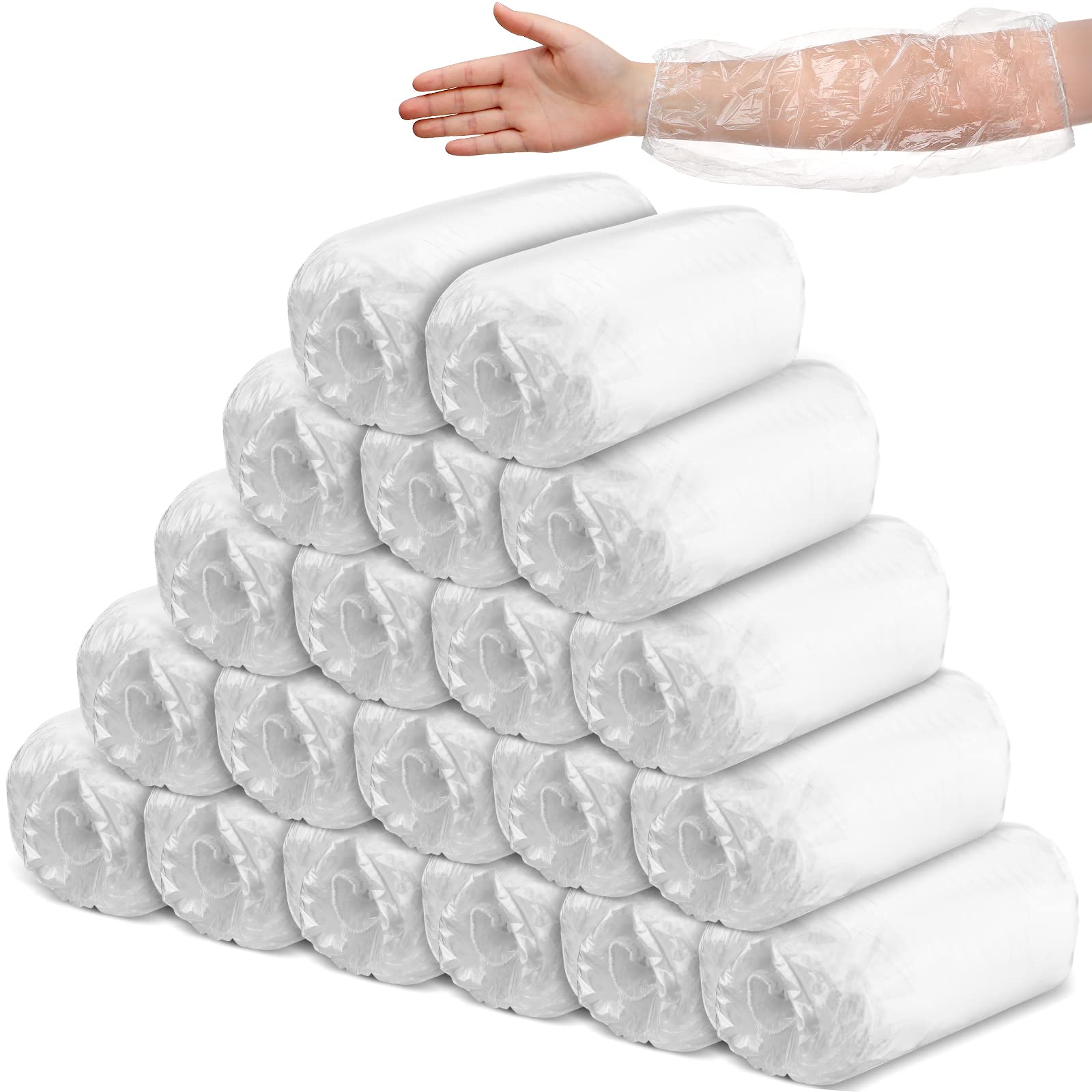 Yinder 200 Pcs Plastic Disposable Sleeves Arm Protectors Bulk Waterproof Sleeve Protector for Arm with Elastic on Cuff