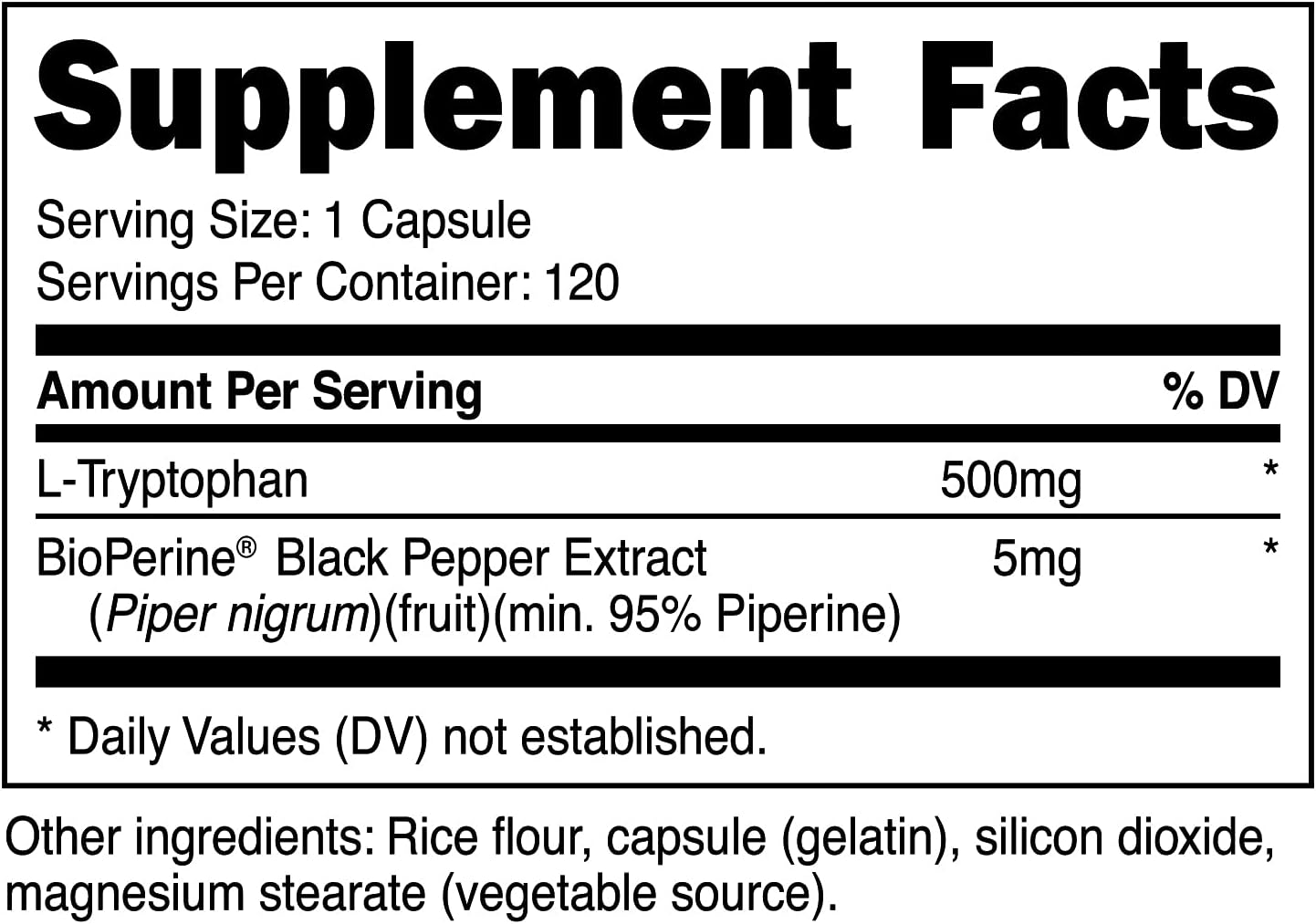 Nutricost L-Tryptophan 500mg, 120 Capsules (3 Bottles)