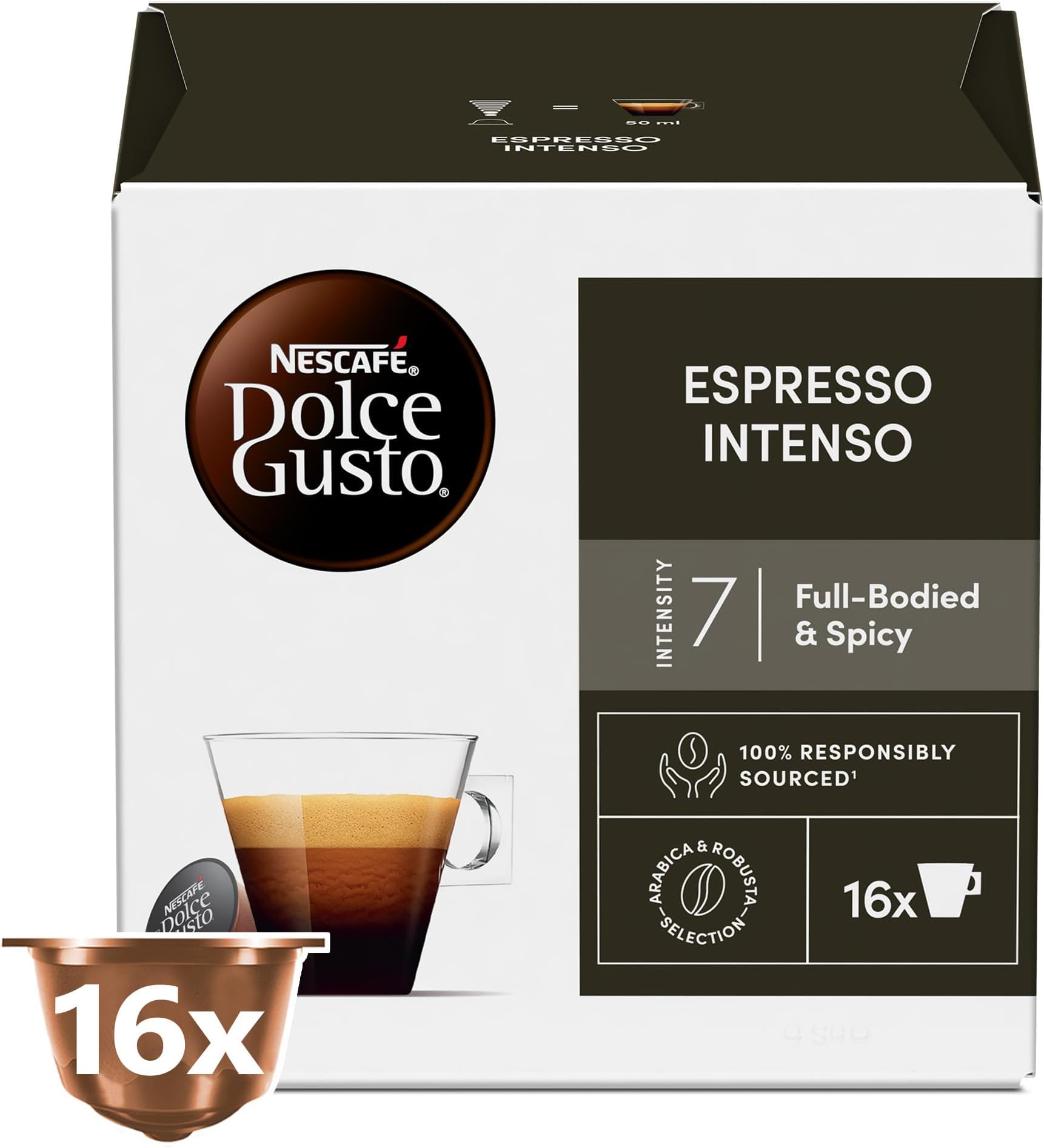 Nescafe Dolce Gusto Espresso Intenso Coffee Capsules 16 Capsules 112G Black