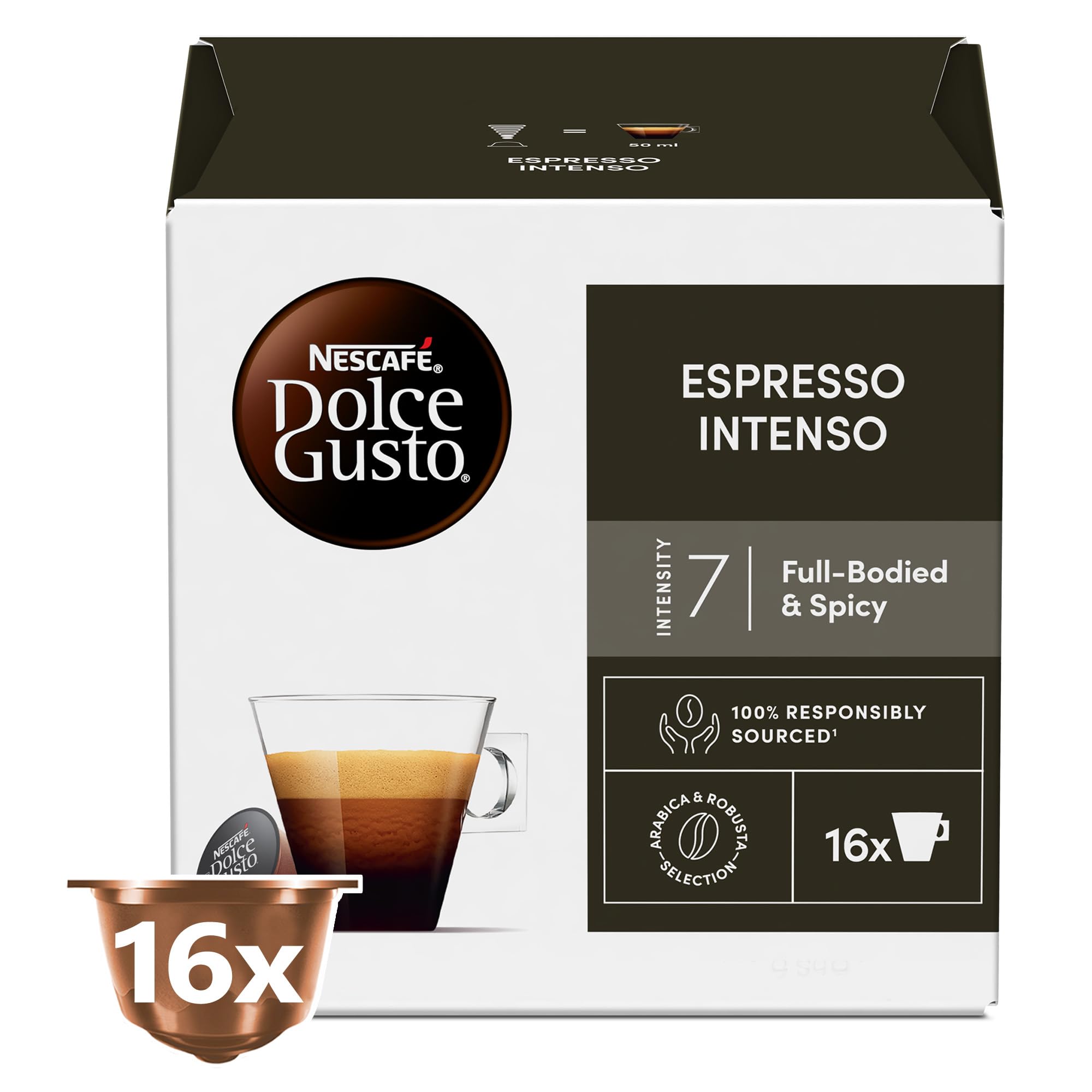 Nescafe Dolce Gusto Espresso Intenso Coffee Capsules 16 Capsules 112G Black