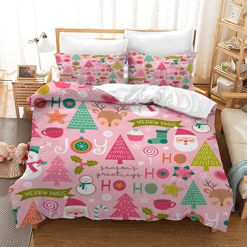 Yzehomijia Soft Christmas Duvet Cover Sets 200×200cm (Santa Claus/Snowflakes), Gift for Children/Teenagers