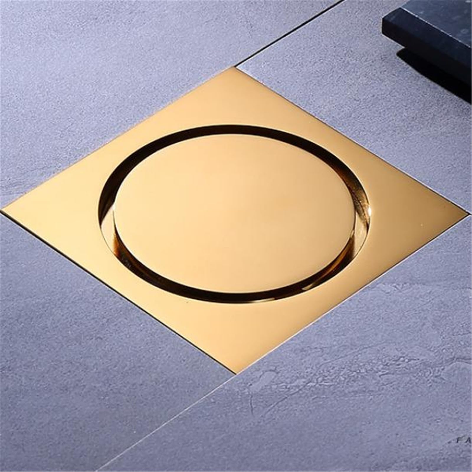 Scarico a Pavimento Piletta antiodore rotonda for pavimento Bagno Piletta invisibile universale for pavimento(Gold)