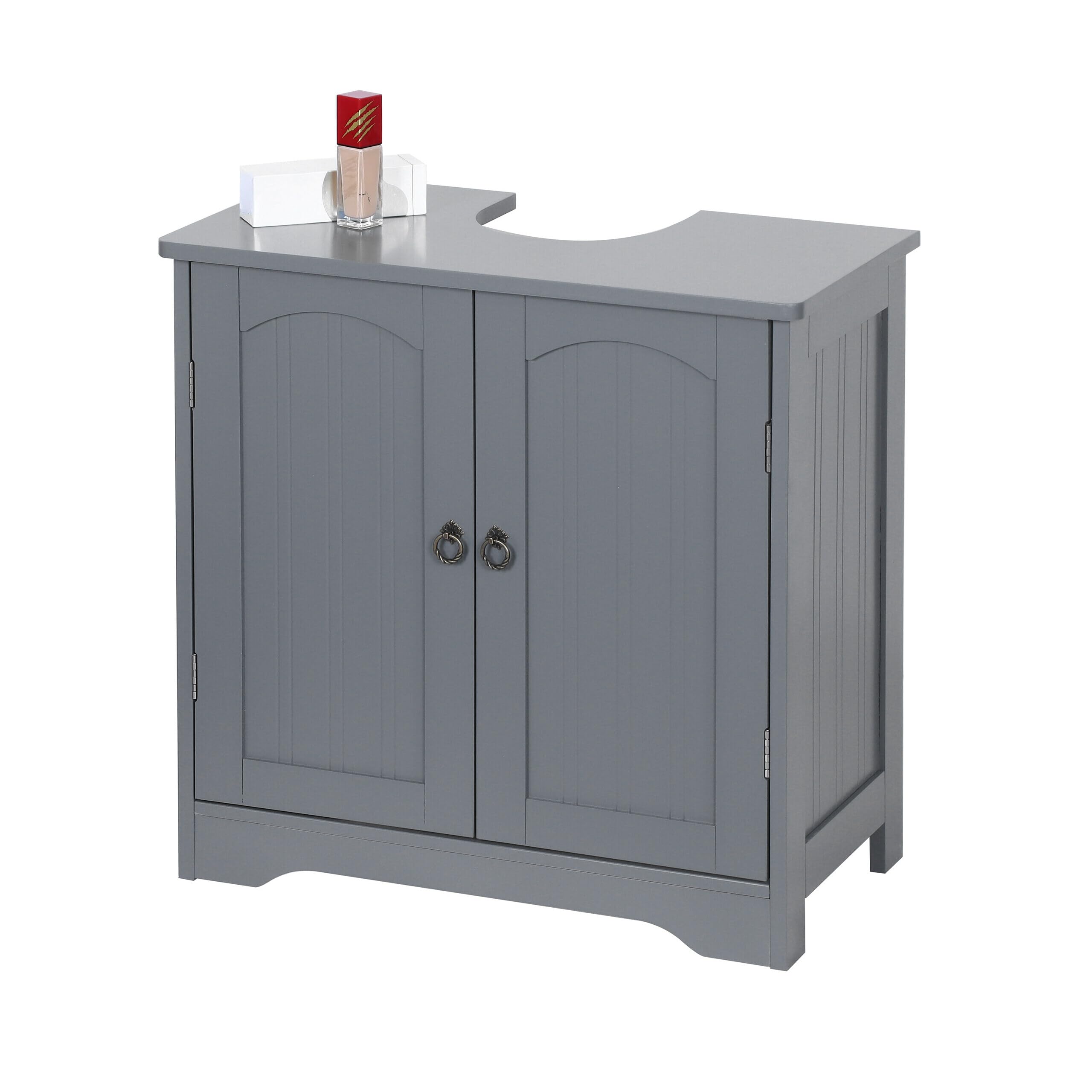 Mueble bajo Lavabo Relaxdays con 2 Puertas, 60 x 60 x 30 cm, MDF, Zinc, Mueble de baño, Gris
