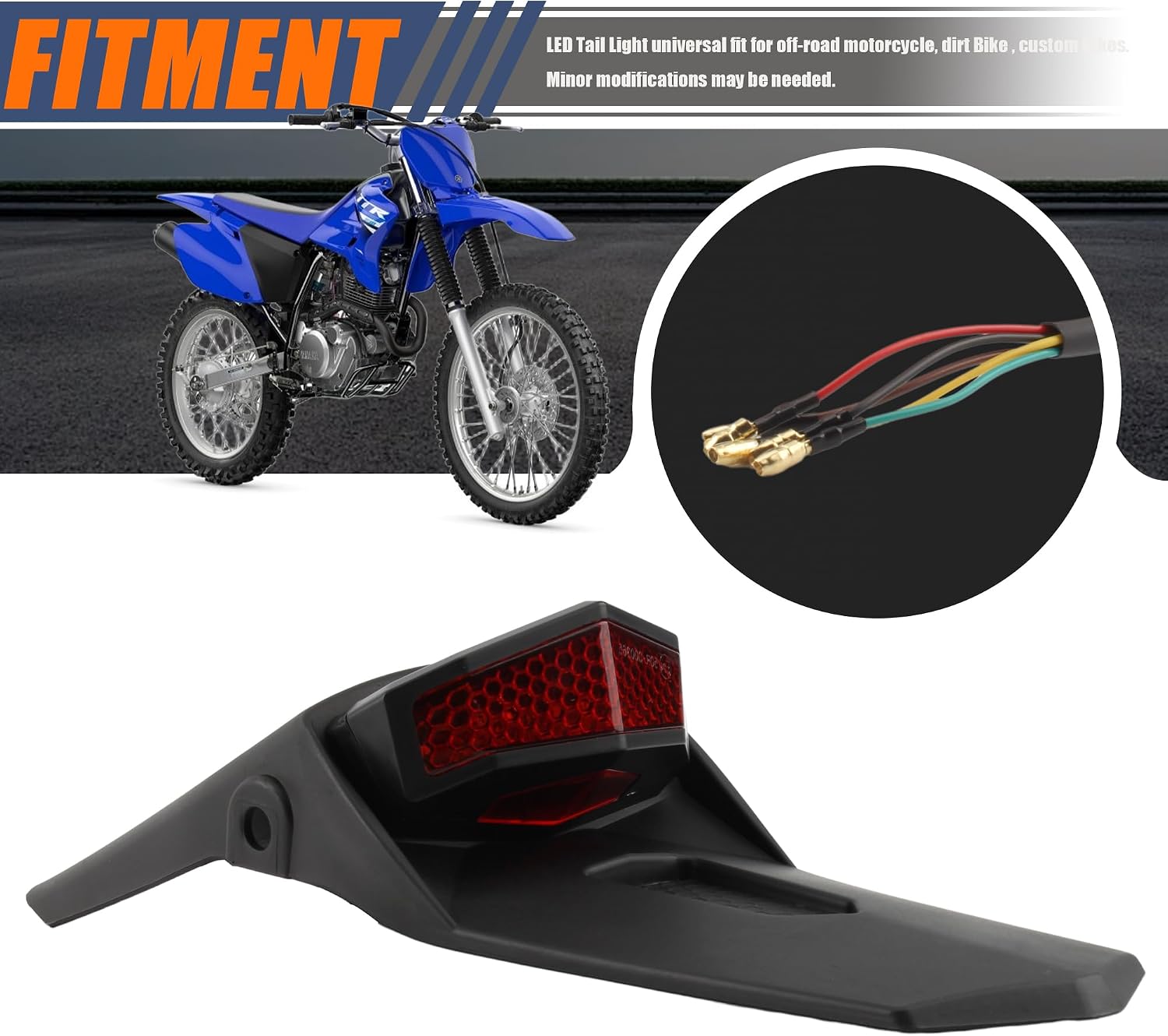 LED Tail Light,Motorcycle Rear Fender Brake Turn Signal Compatible with Motocross Enduro Dirt Bike-Red