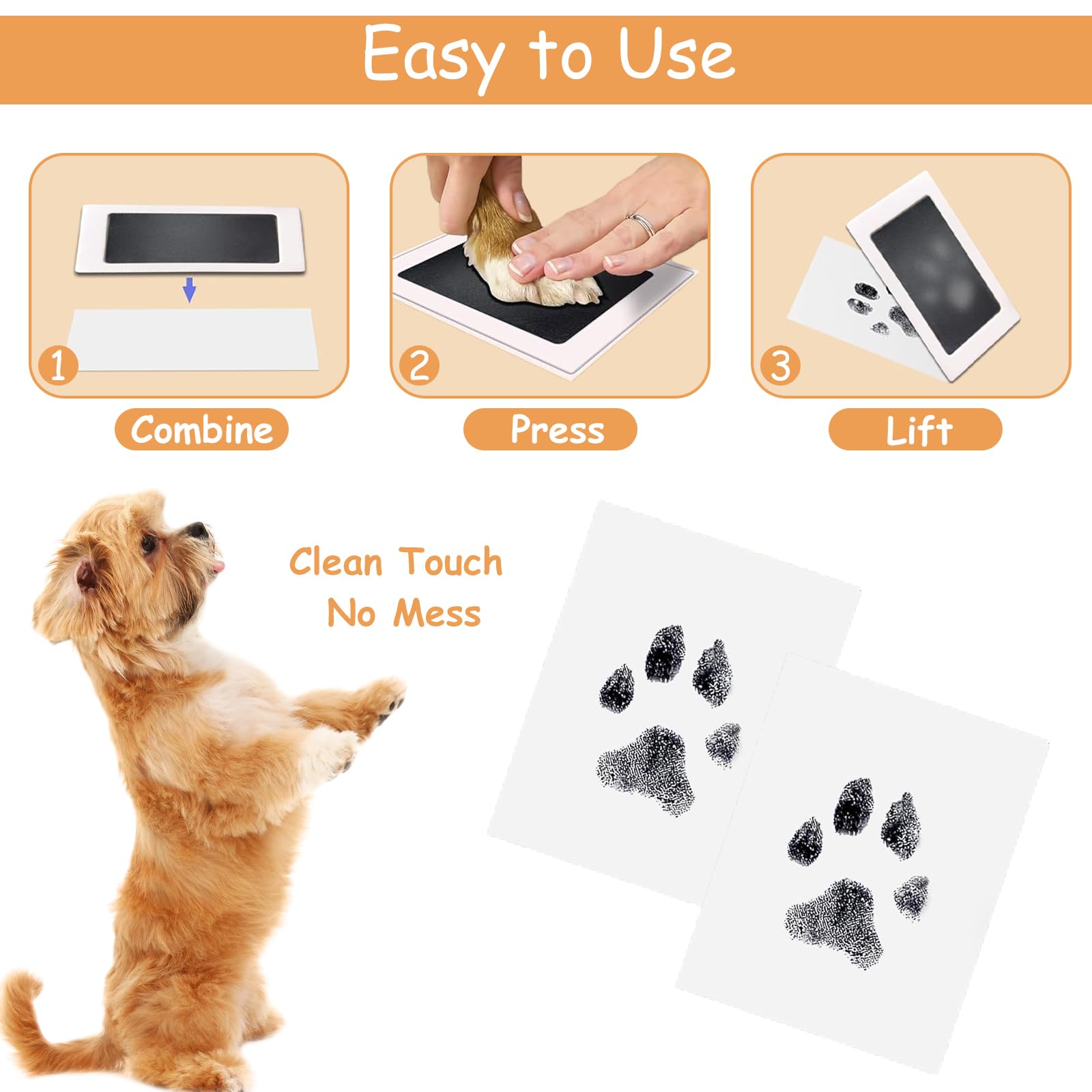 Pet Paw Print Kit, Paw Print Kit for Dogs, Inkless Cat Paw Print Kit ...