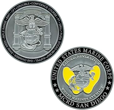 USMC MCRD San Diego Challenge Coin - Officially Licensed Marines Coin - Marine Corps Recruit Depot San Diego Coin
