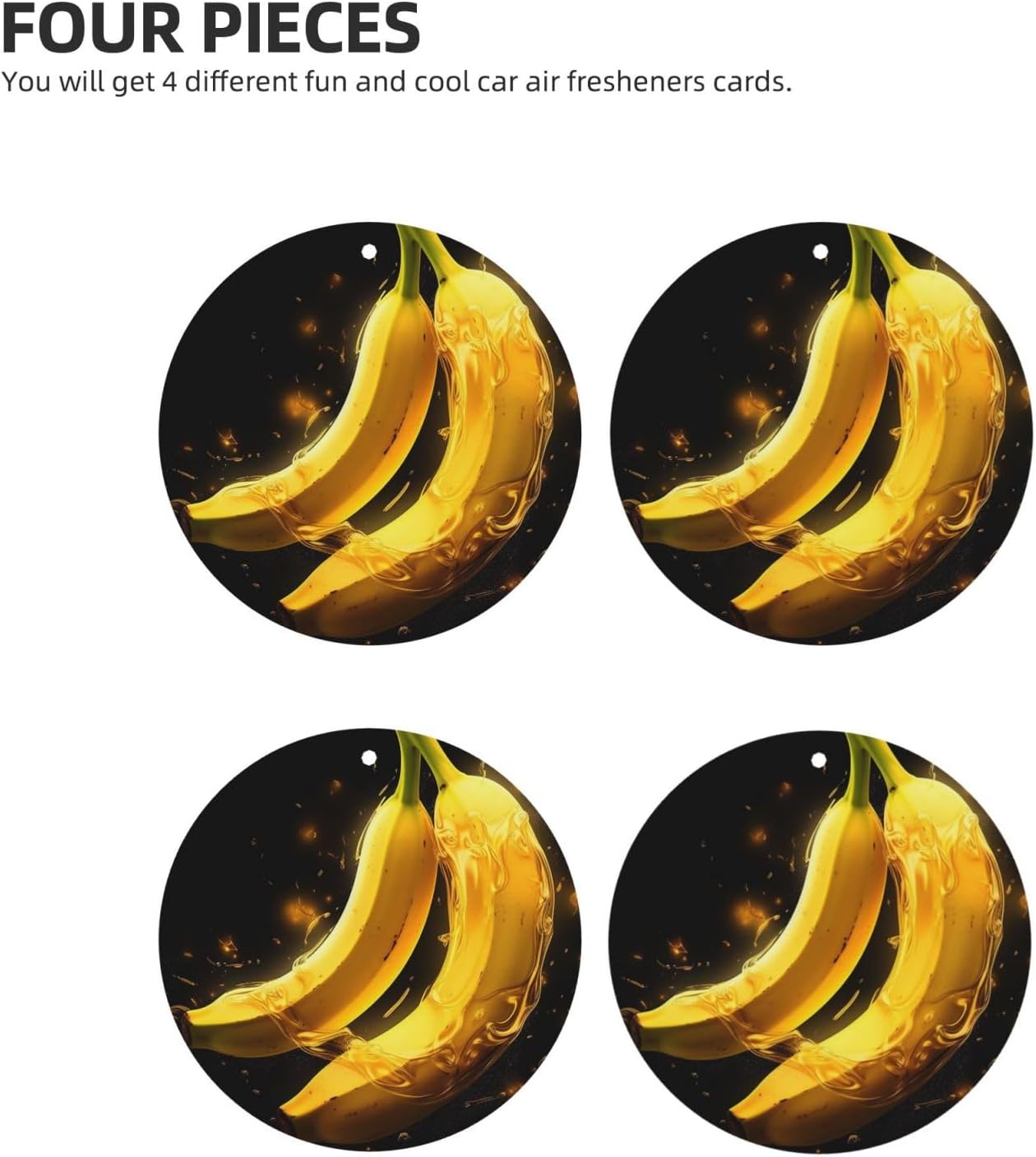 Car Air Fresheners Cards Set of 4 Pieces,Bright Banana Mirror Pendant Hanging Scented Cards for Wardrobe Bathroom Long-Lasting Auto Aromatherapy Tablets Gifts Car Rearview image 2