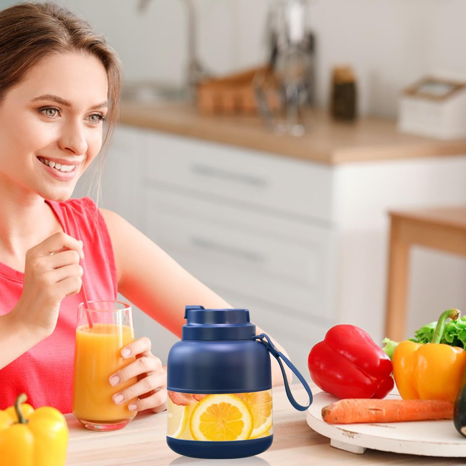Blender do soków, blender z wydajnym silnikiem - 500 ml, ?adowany przez USB, mikser do soków owocowych, elektryczny blender z podwójnym napojem, do koktajli i Eubeisaqi