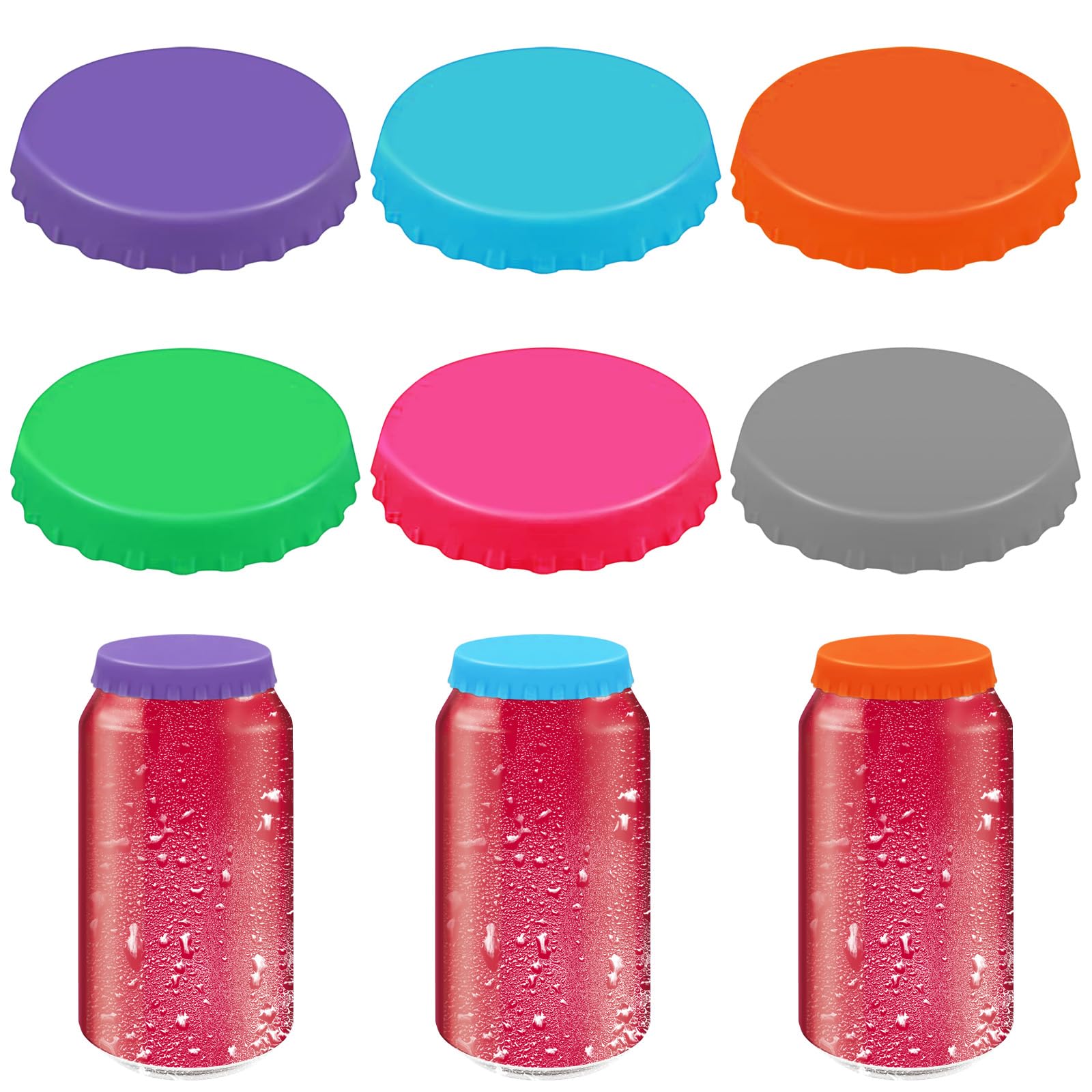 6PCS Can Covers for Drinks Cans, Drink Covers, Silicone Lids Food Covers, Can Lids for Fizzy Drinks, Cup Covers for Drinks, Silicone Bottle Covers for Travel, Silicone Covers for Food, Beer Can Cover