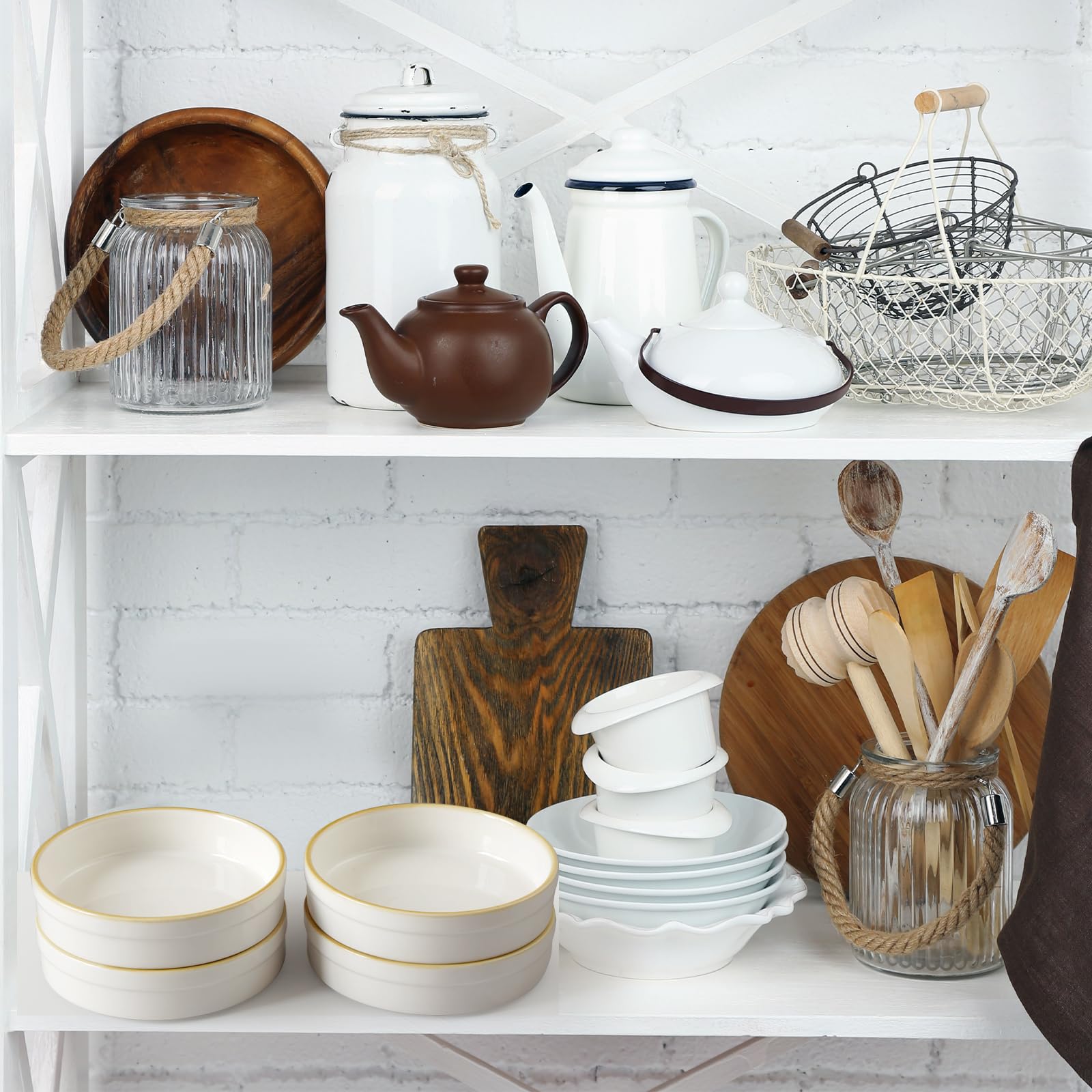 Cinf Dessertschalen Set aus Porzellan 4er Set kleine Schalen 177 ml ofenfest, für Dessert, Dip, Soufflé, Creme Brulee, spülmaschinenfest
