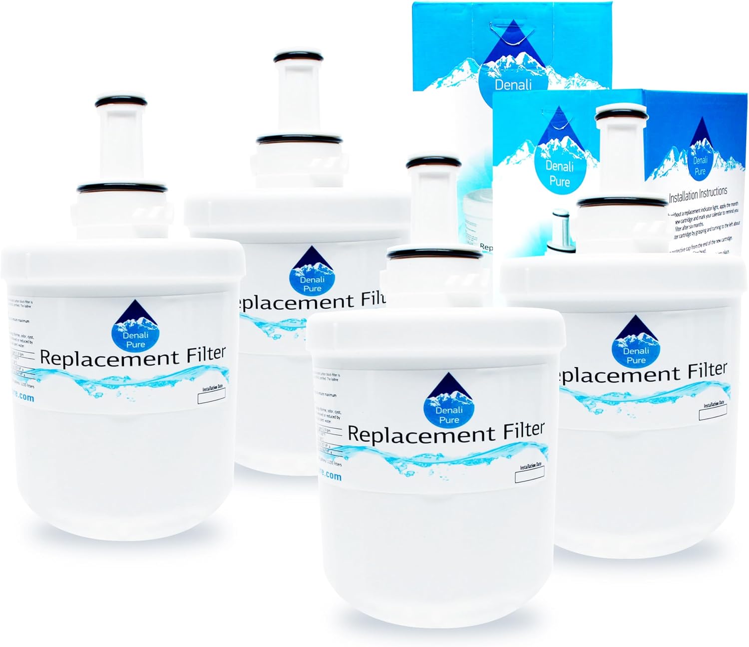 4-Pack Replacement for Samsung RF268ABBP Refrigerator Water Filter - Compatible with Samsung DA29-00003G, Samsung DA29-00003B, Samsung DA29-00003A Fridge Water Filter Cartridge