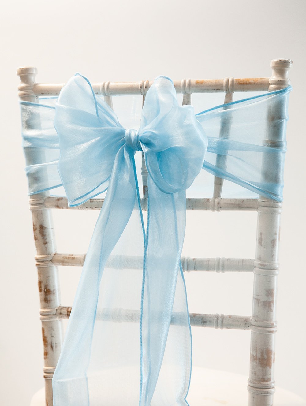 Decor Essentials Blue Silk Organza Chair Sashes Wedding Chair Decor Covers Events (Pale Sash)