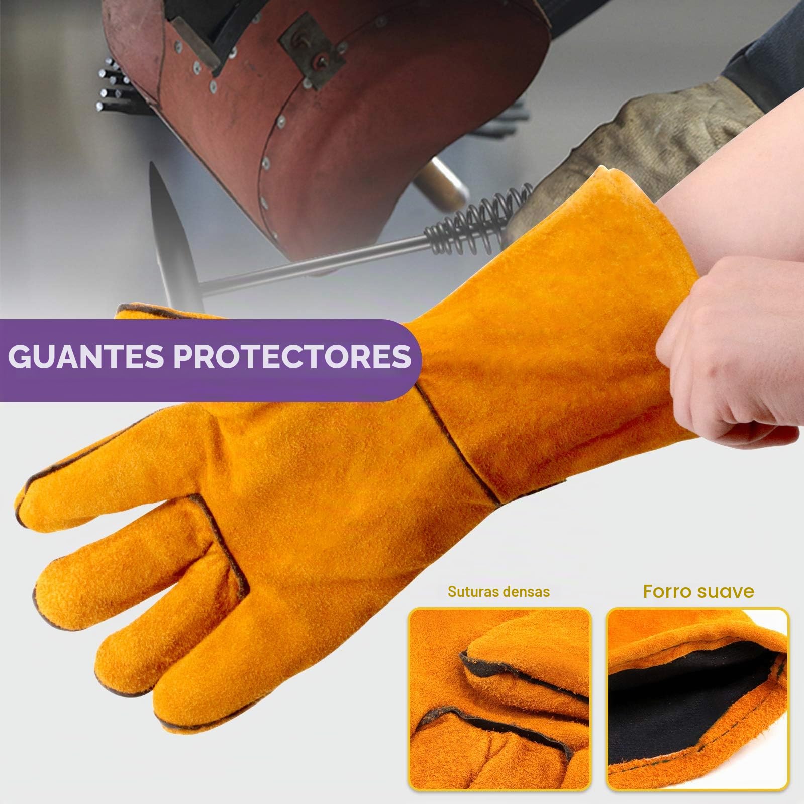 Sweet 4 martillos cepillo de alambre, herramienta de eliminación de escoria, guantes de soldadura, martillo de 10 pulgadas con mango de resorte