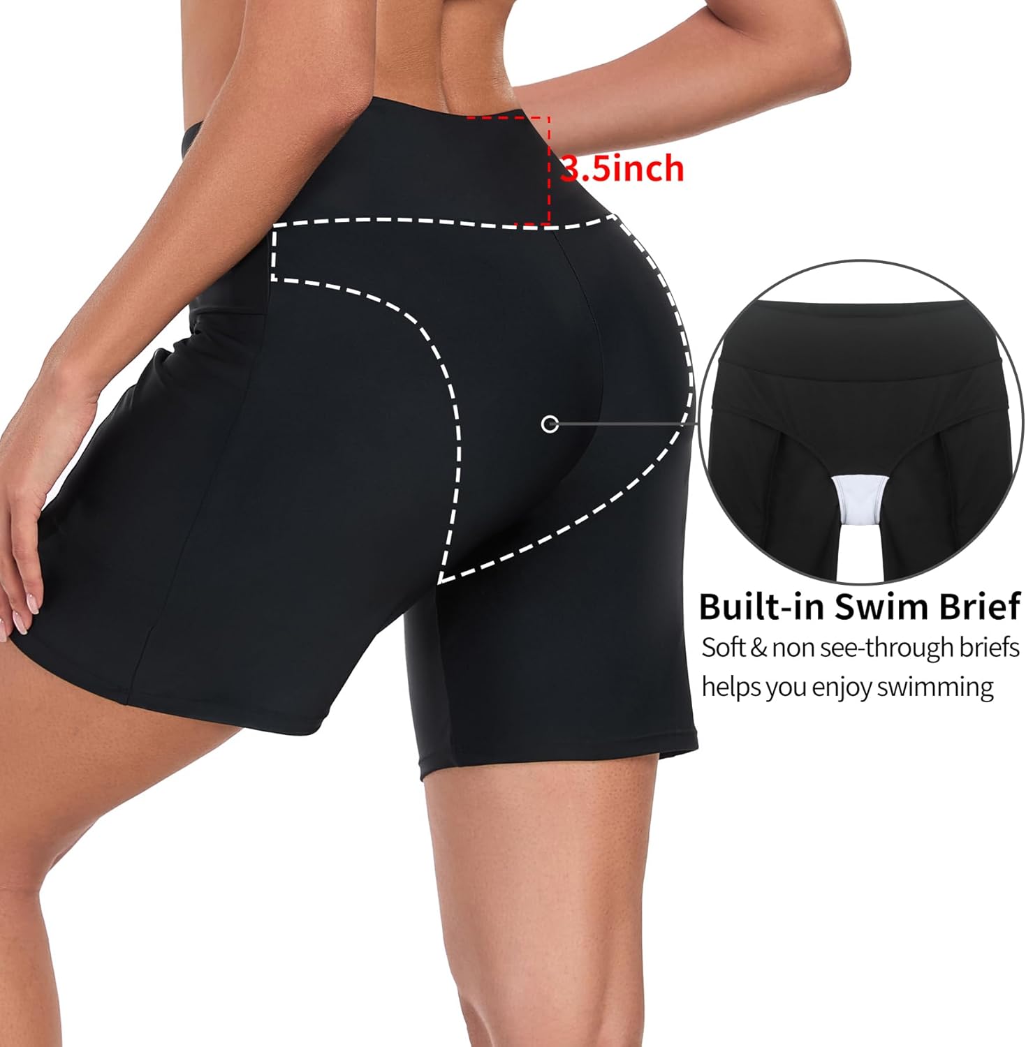 RELLECIGA Women's High Waisted Swim Board Shorts 7" Quick Dry Swimsuit Bottom with Liner - Image 5