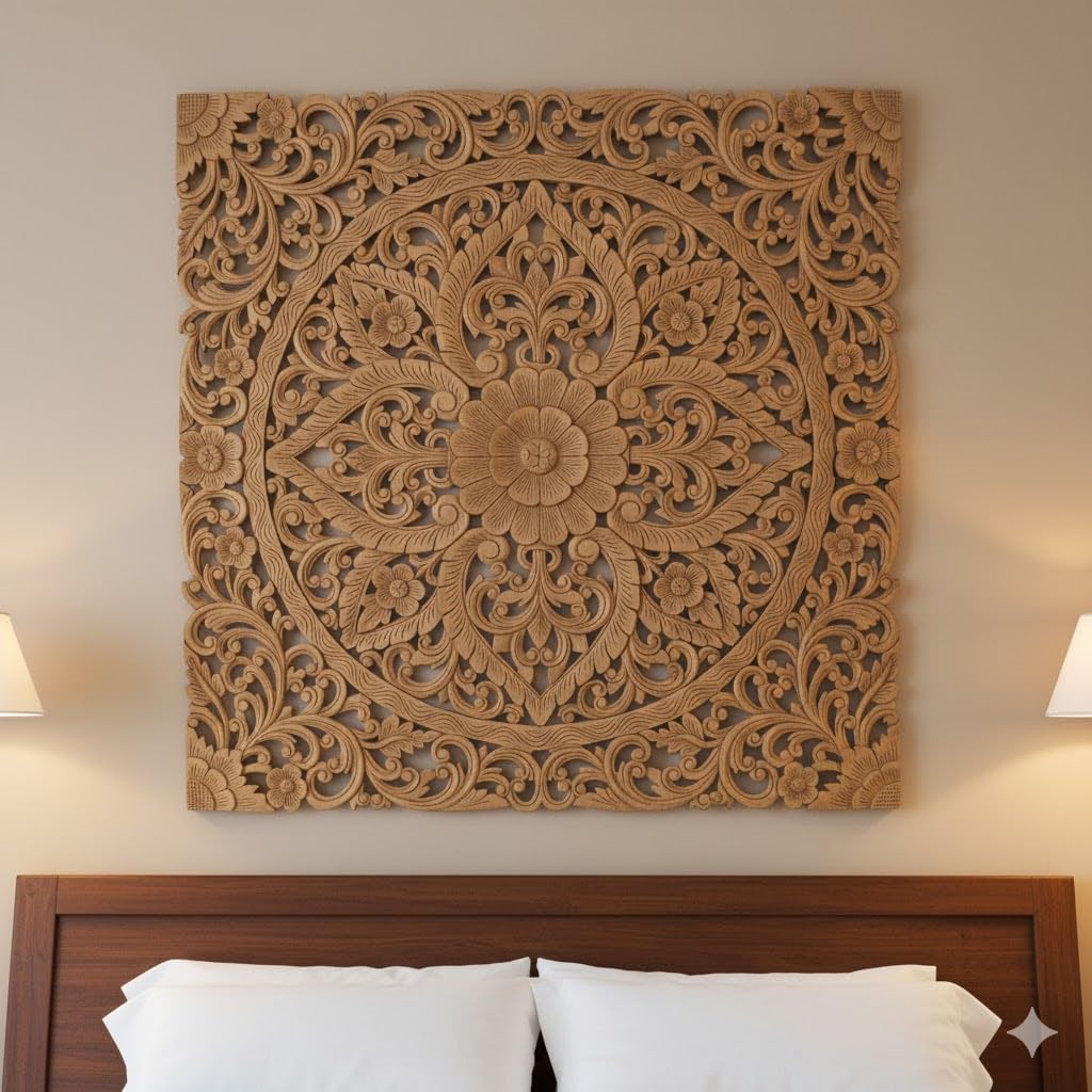 WoodIdea Decorative & Hand Crafted Handmade Antique Finished Wooden Wall Decor/Wall Panel/Wooden Wall Hanging Panel for Living Room, Bedroom, Hallway, Office-image-44