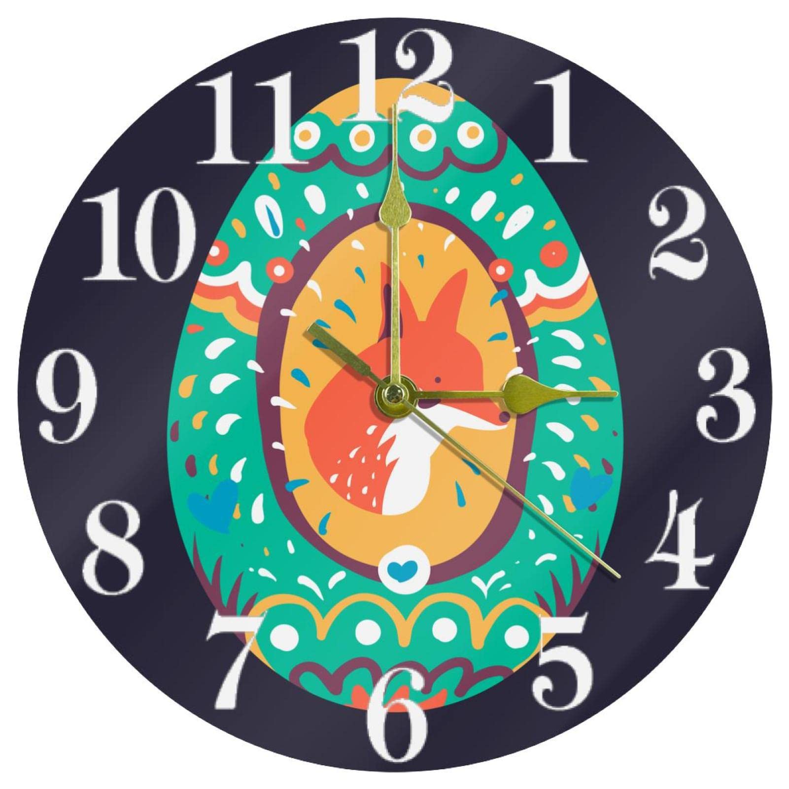 Horloge murale silencieuse à quartz 25cm motif œuf de Pâques pour bureau