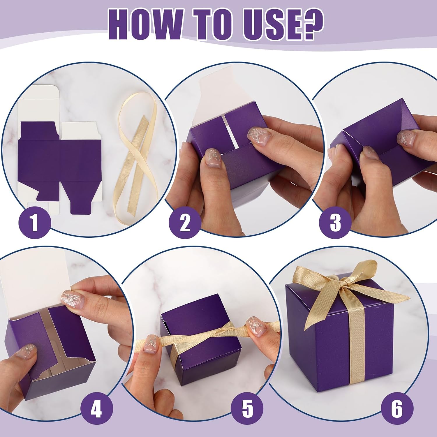 Jutom Purple 100 Pcs Mini Favor Boxes, 2 x 2 x 2 Inch image 3