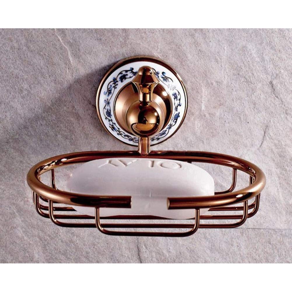 Mensola del Bagno Accessorio per Bagno Modello di Fiore in Ceramica Luxury Rose Gold Rame Ottone Fissato al Muro Bagno Porta Sapone Cesto Piatto