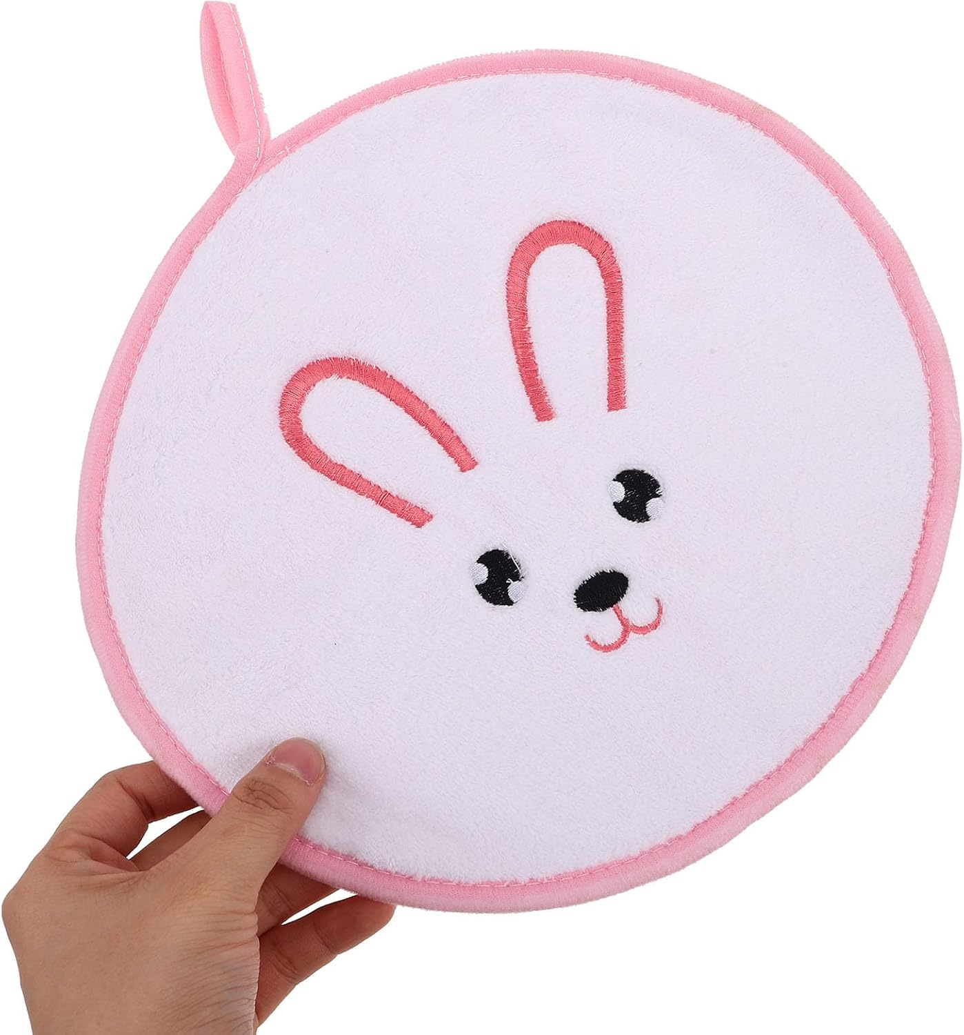 Cute Rabbit and Gentle Skin Care Soft Coral Fleece Washcloths Hand Towels with High Absorbency Hanging Face and Hand Towels for Bathroom and Kitchen Use