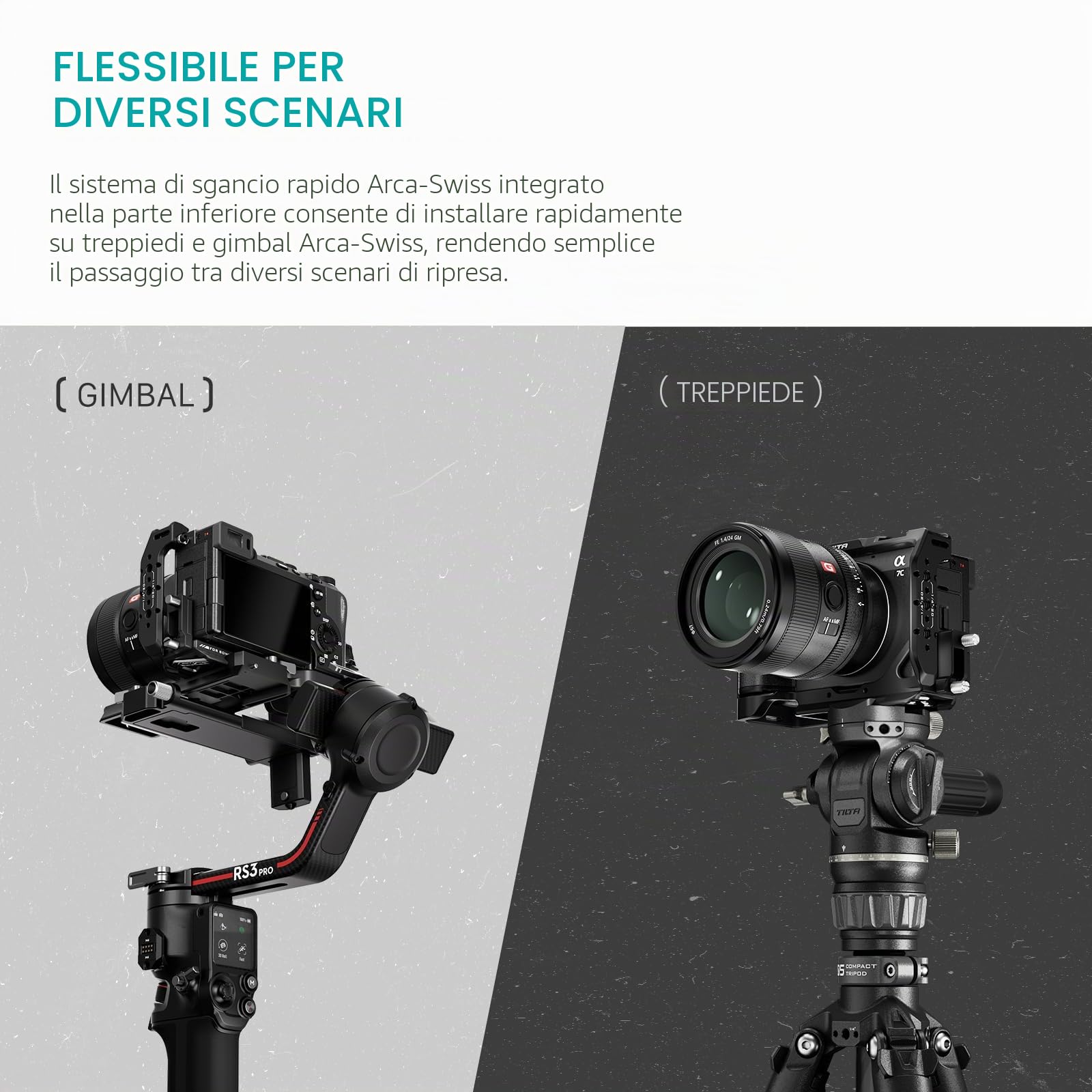 Tilta Mezza Gabbia per Sony a7C II/R con Morsetto Cavo HDMI, Grigio Titanio TA-T60-HCC-TG