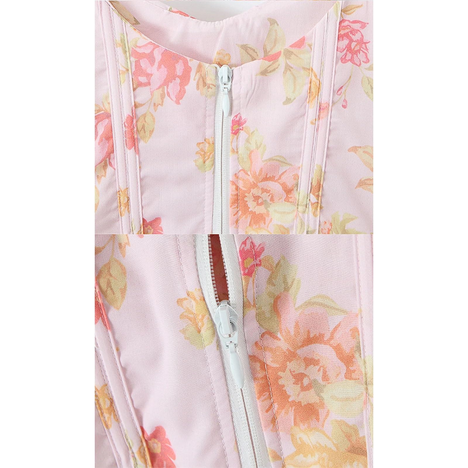 Camiseta sin Mangas for Mujer, Top Corto con Estampado de diseñador, Ajustado a la Cintura, Borde Volantes, for Primavera y Vacaciones en Playa