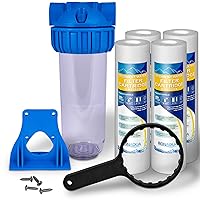 Vista 11 de Sistema de filtro de agua estándar transparente de 10 pulgadas para toda la casa con válvula de alivio de presión, puerto de latón de entrada/salida