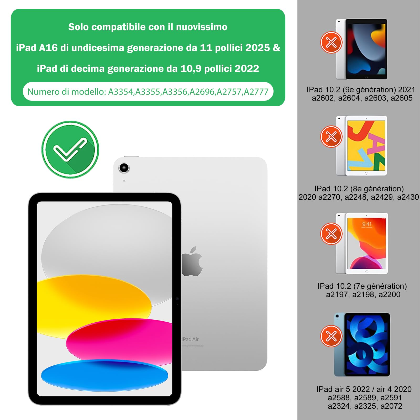 Lupxiu Custodia con Tastiera per iPad 10 Generazione 10.9” 2022/(A16) 11a generazione 11'' 2025, Italiano QWERTY, Tastiera Custodia Wireless Rimovibile per iPad 11/10 Gen-Grigio Bianco