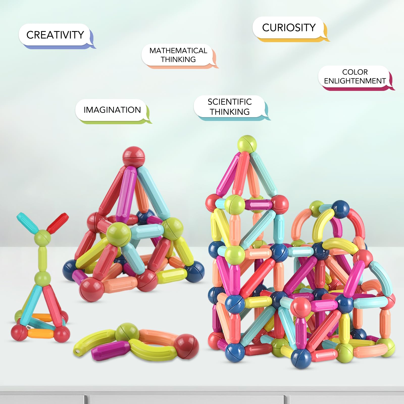 Amazon.co.jp: SKBA マグネットブロック 組み立ておもちゃ 子供の