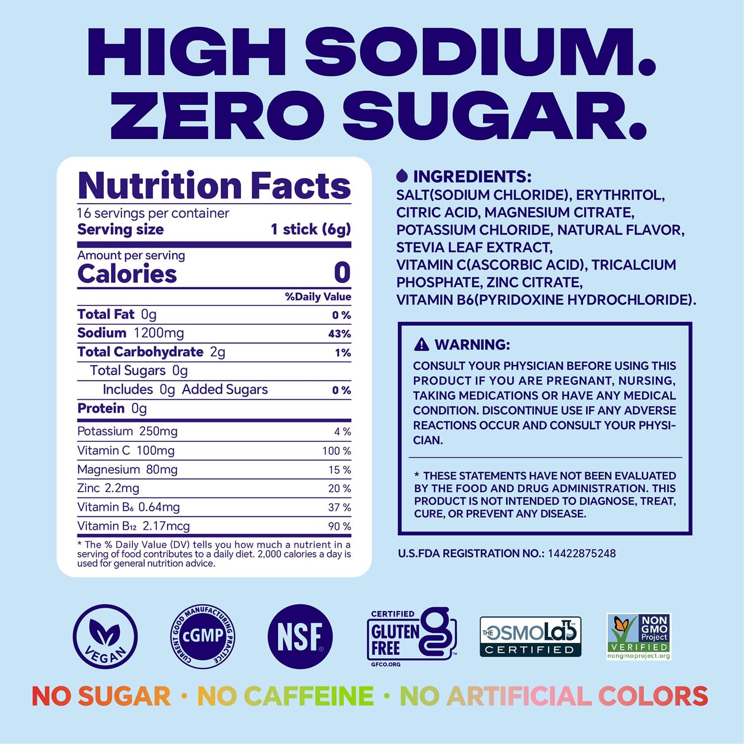 High Sodium Sugar Free Electrolyte Powder Packets, 16 Stick Pack — Amazon image 7