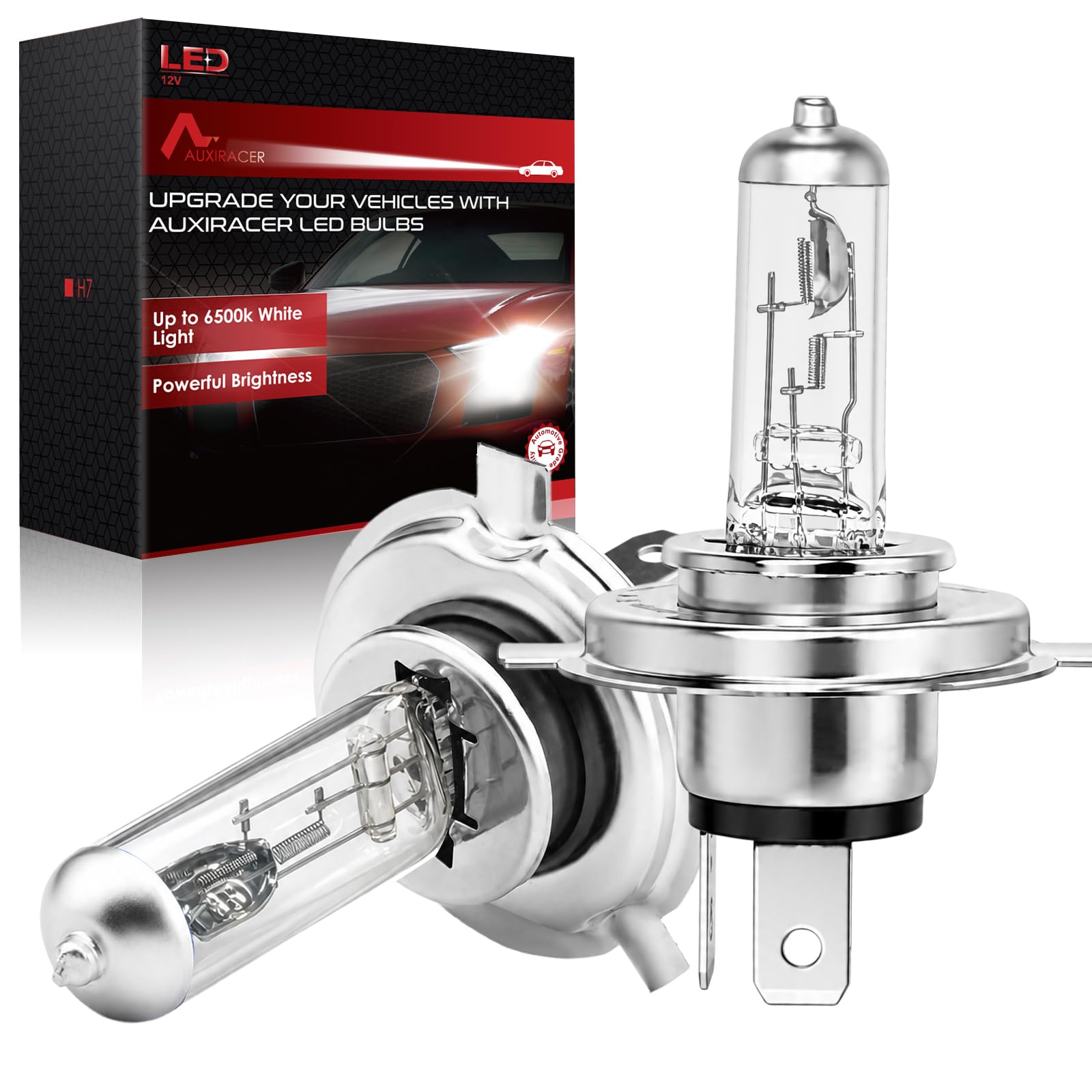 H4 Halogène, 55W 220% de Luminosité 12V pour Phares de Voiture, 2 Pièces