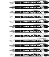 Vista 8 de Kingluu 12 Piezas Bolígrafos Personalizados con Stylus, Escritura Suave, Bolígrafos Personalizados de Tinta Negra con Tu Nombre Logo Mensaje Texto