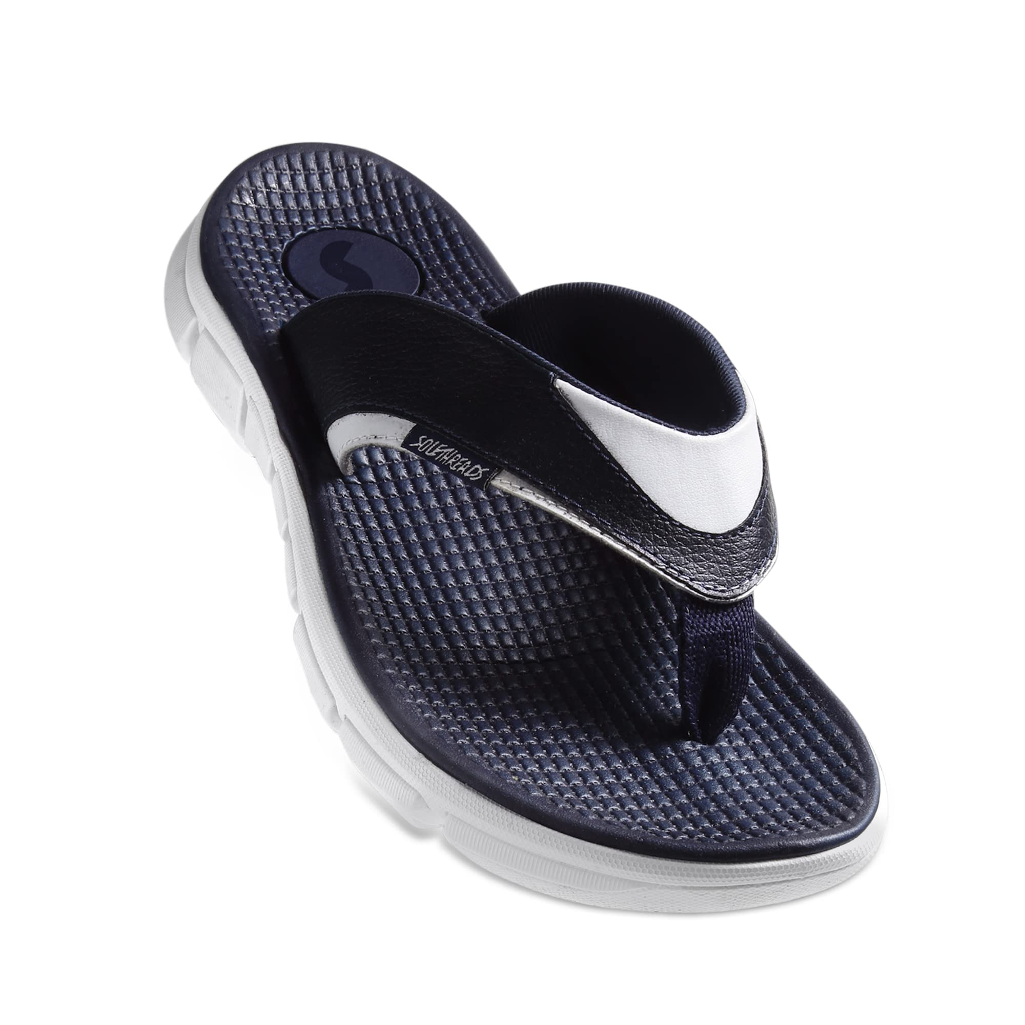 SOLETHREADS Mens Striker Navy/white Slippers - 7 Uk (B099FDM8MF) Amazon Price History, Amazon Price Tracker