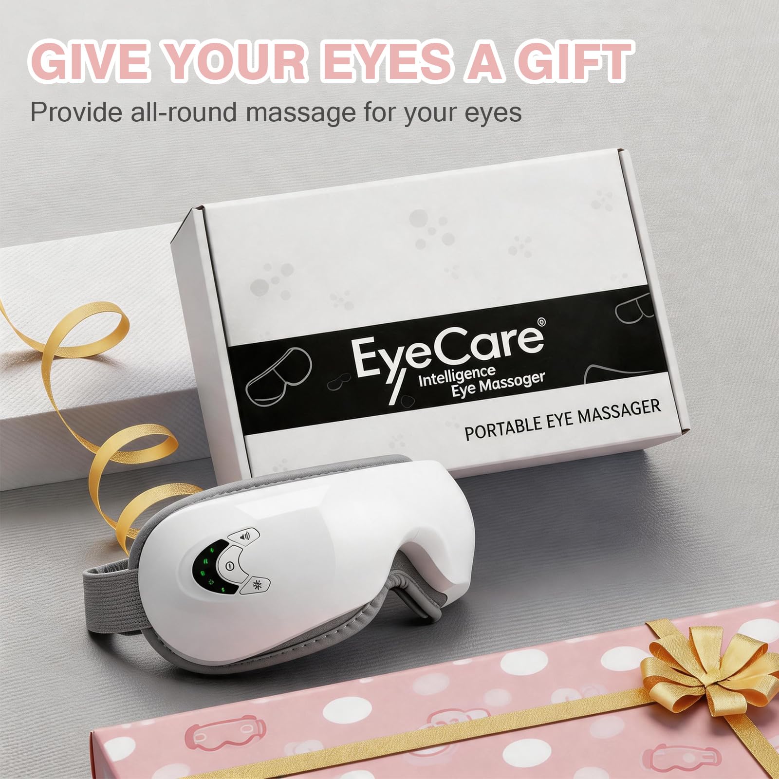 Masseur oculaire chauffant, compression air Bluetooth 5 modes | Vibration douce, pliable transportable, compresse chaude 38-42°C, masque yeux relaxant anti-fatigue