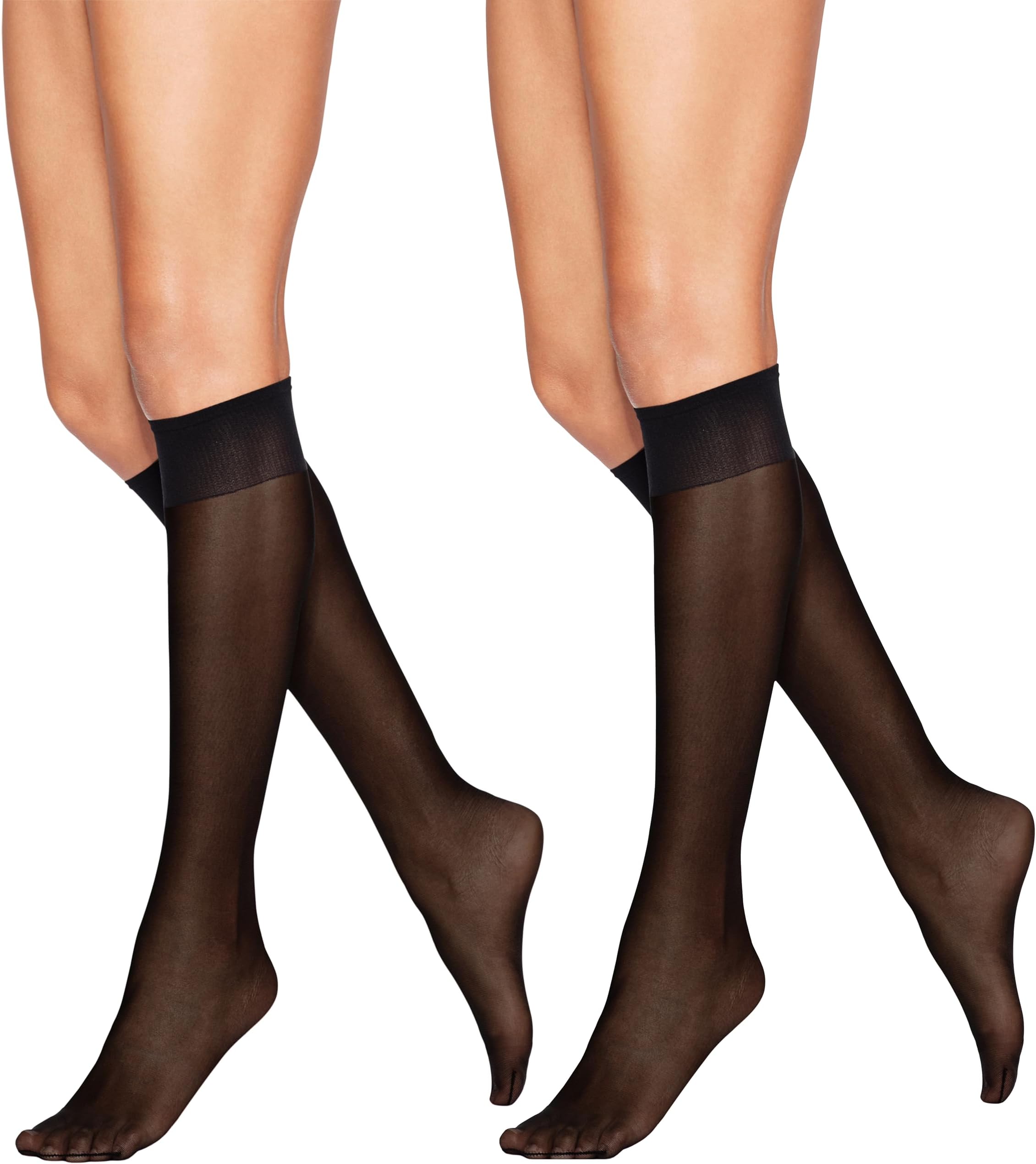 Hanes Silk Reflections Women's Alive Full Support 2 Pack Sheer Knee Highs
