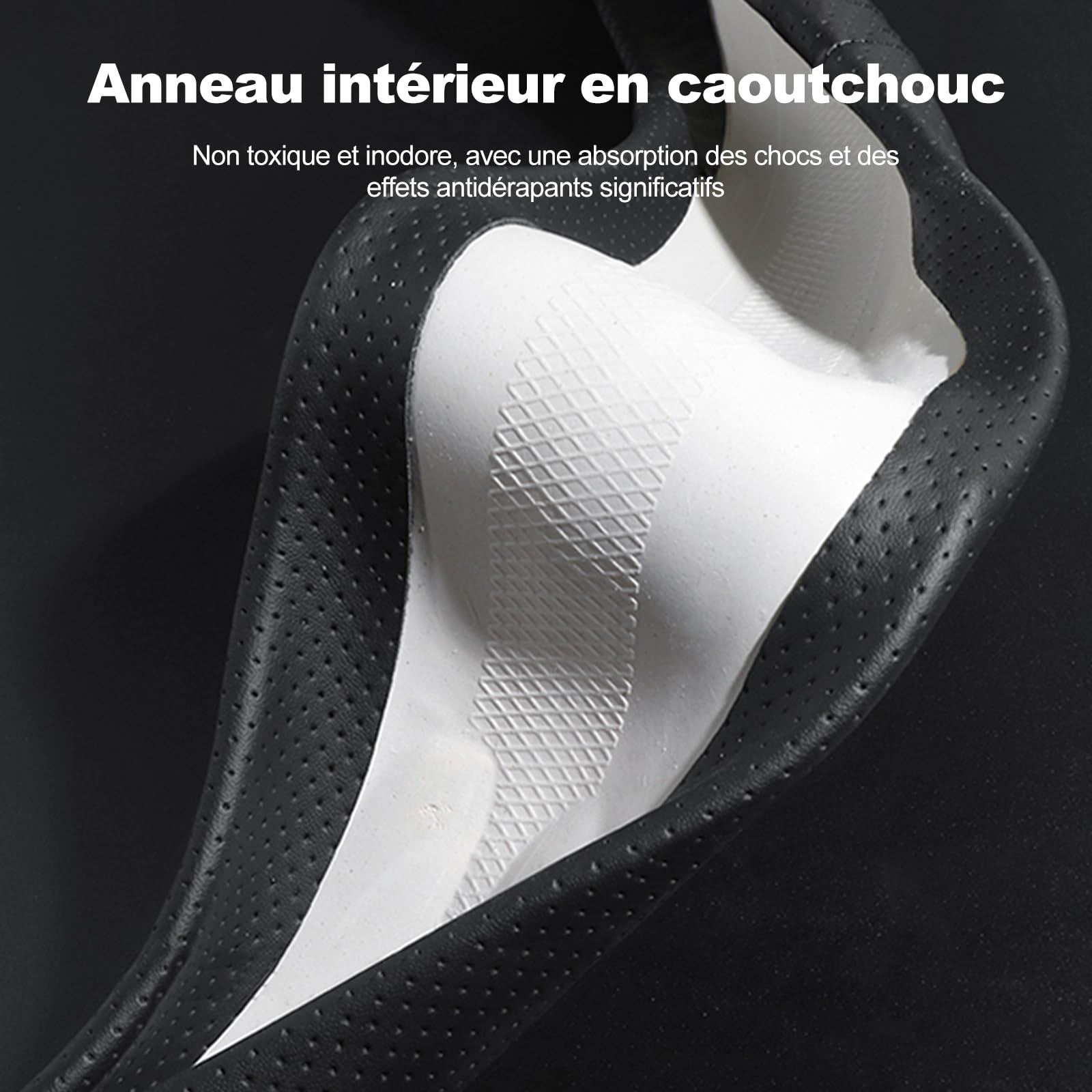 Ergocar Couvoirs De Volant, Couvercle du Volant en Cuir De Type D, Anti-Glissement Et Doux, 38 Cm / 15 Pouces