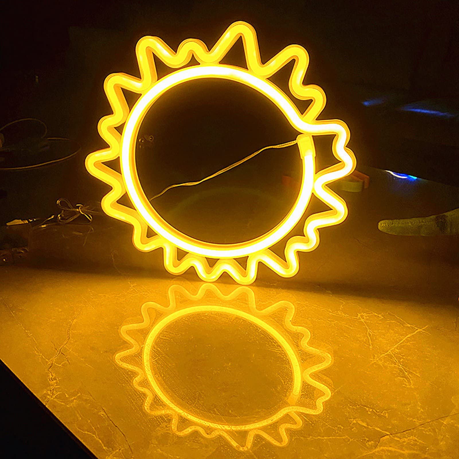 Sun Shape Neon Signs, Romantic Art Decorative Neon Light, Bar Light Up Sign with Warm Light, LED Wall Decor Light Art, Neon Sign for Home Bar, Club, Bistro, Restaurant, Party - Image 4