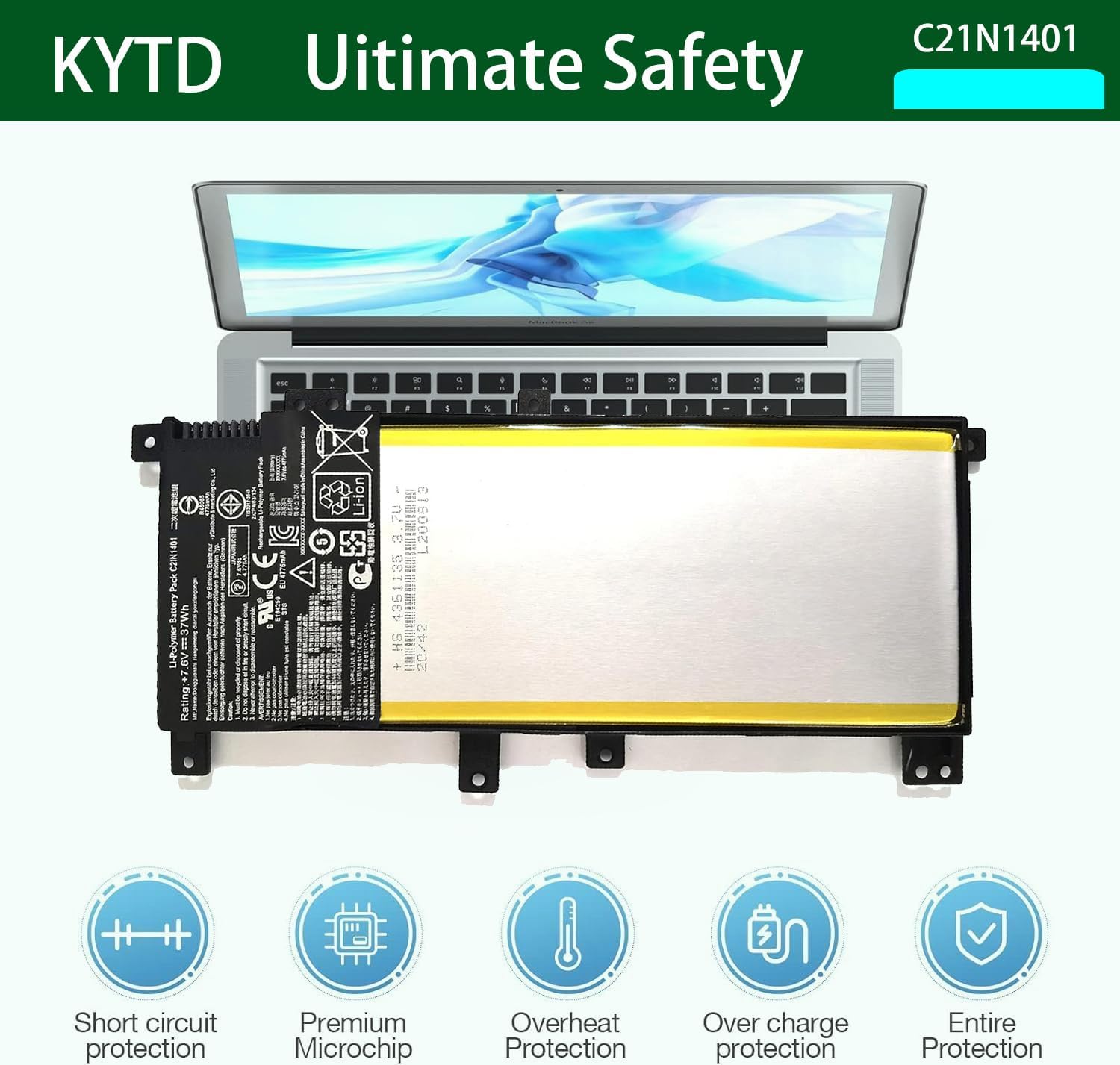 C21N1401 Laptop Battery Compatible with for Asus X455L X455LA X455LD X455LF X455LJ Y483L Y483LD F454L F455L F455LD W419L W409L VM410L K455L DX882L 7.6V 37Wh