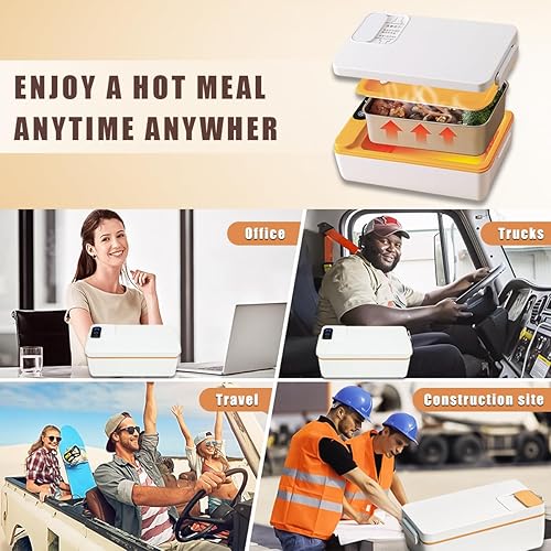 Miniatura 7 de Fiambrera eléctrica inalámbrica de 1 litro, calentador de alimentos portátil para uso en el cocheoficinahogar  No requiere agua, contenedor de