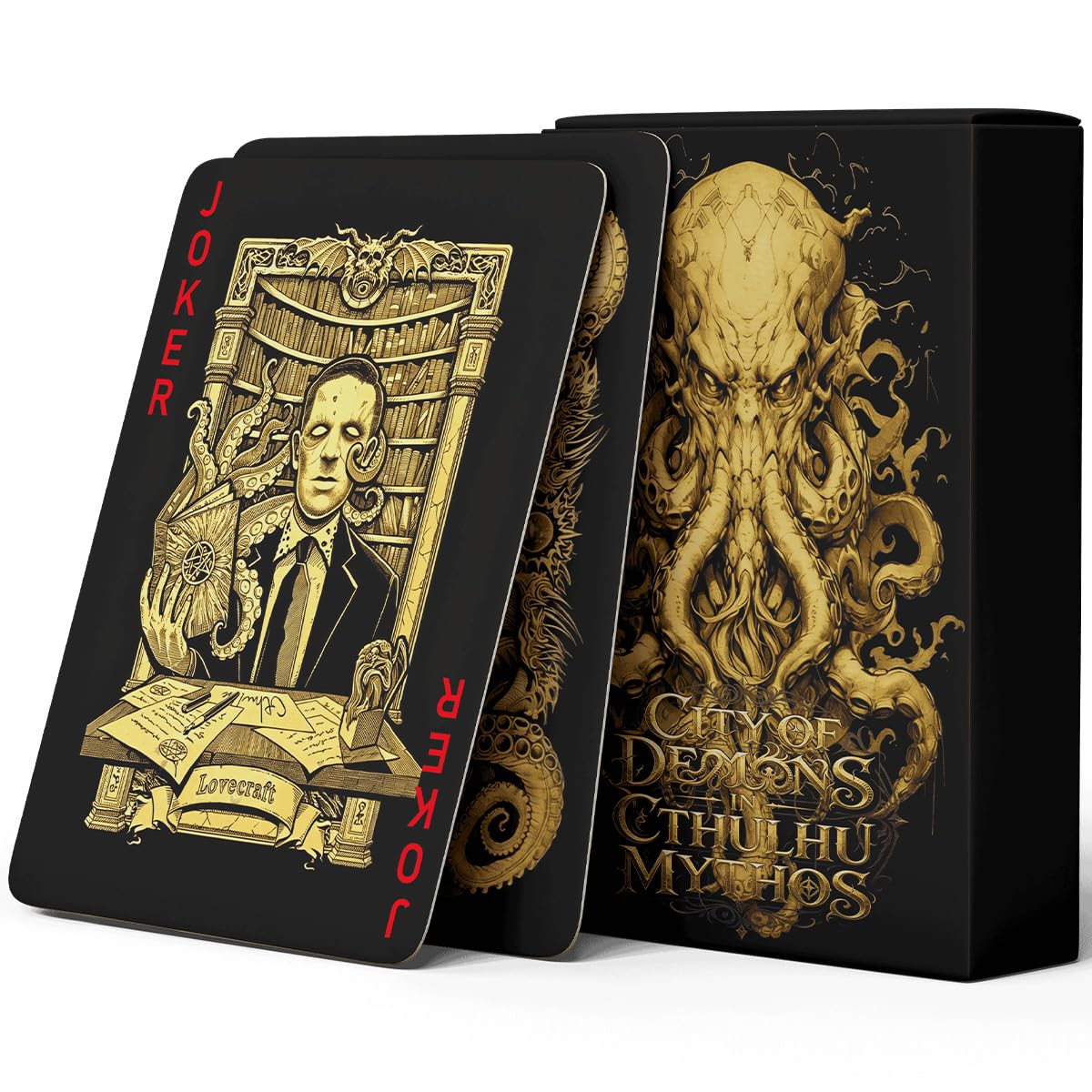 strublfe Playing Cards, Cthulhu Mythos Demon City Themed Playing Cards, 54 Different Illustrations, Double-Sided Cloth Texture Anti-Slip Treatment, Durable and Bend Resistant, Rich Detail Design.