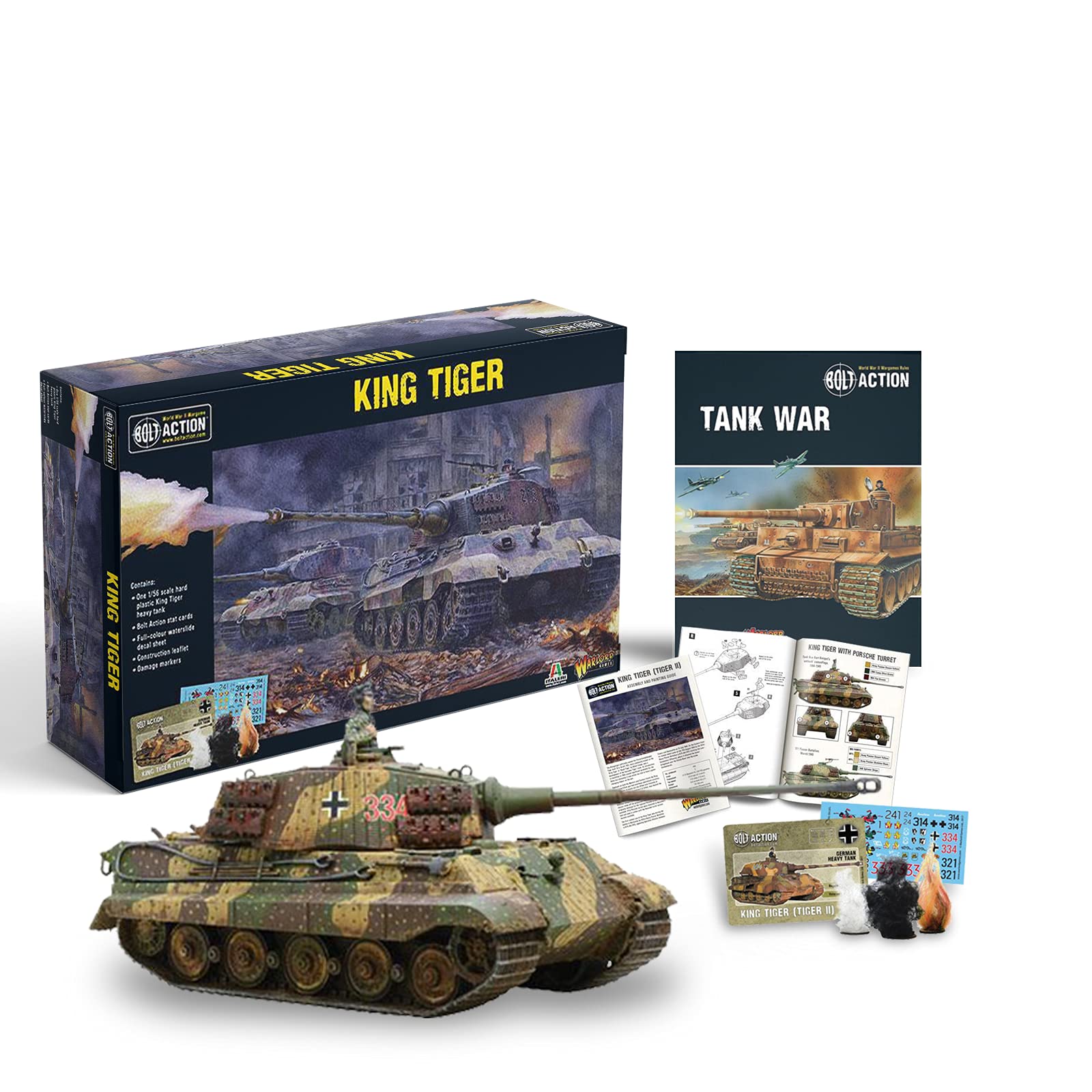 Wargames Delivered - Warlord Games Bolt Action German King Tiger with Bonus Miniature STL Download - 28mm Scale German Bolt Action Miniatures with Digital Supplement Included, WW2 Tank Model Kit
