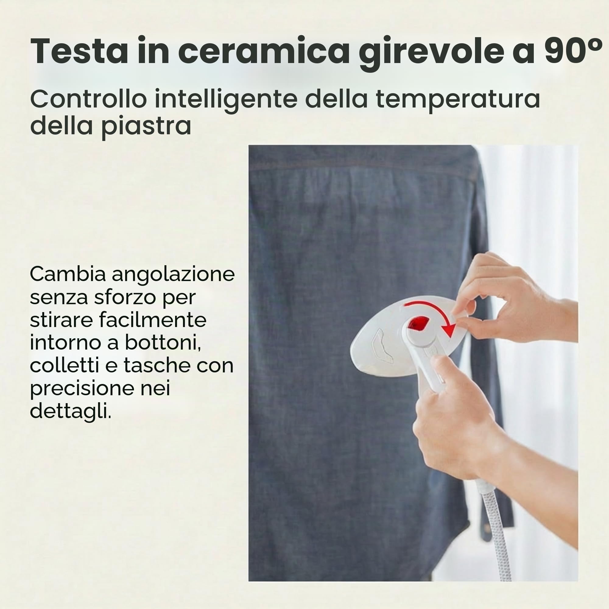 Ferro da Stiro Verticale Professionale 1400W 6 Bar 12 Livelli Temperatura Asse Pieghevole Serbatoio 1,6L
