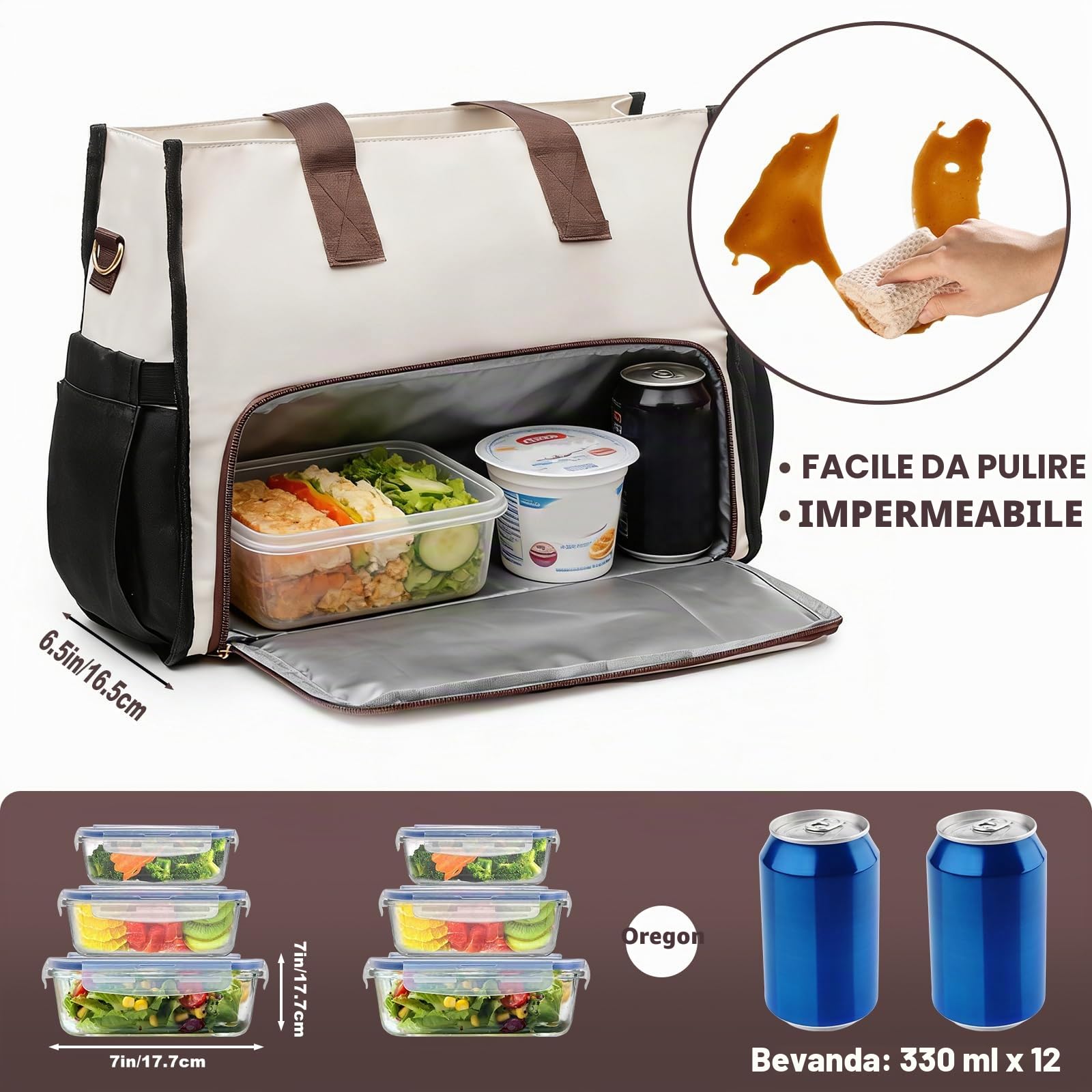 Borsa Lavoro Donna con Scomparto Pranzo Isolato,15,6 Pollici Borsa Porta PC Donna,Borsa a Mano per Laptop Grande Capacita, Impermeabile Pochette Borse Tote Bag per Università, Ufficio, Shopper