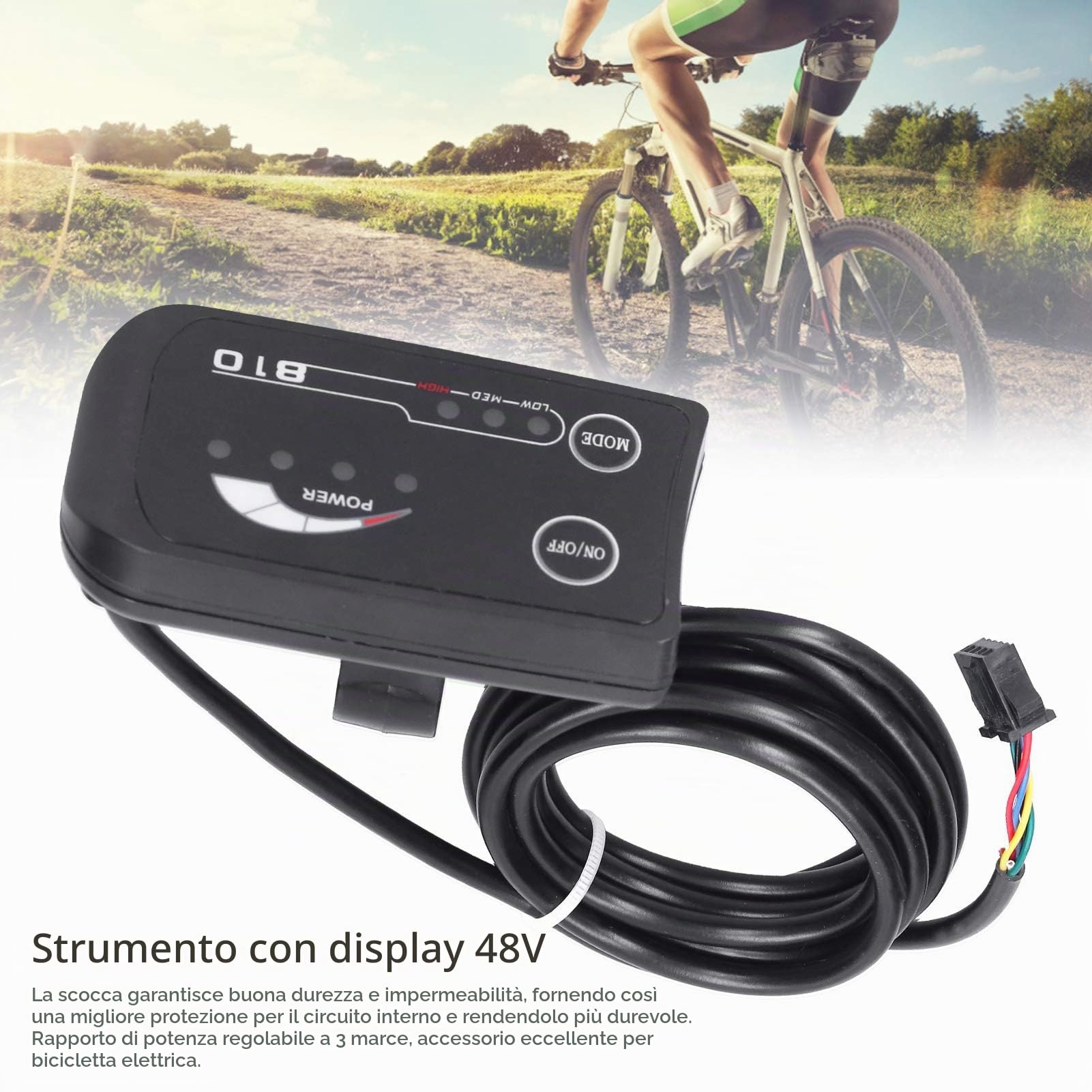 Display Bici Elettrica 48v 810, Display LED Controller per Bicicletta Elettrica Meter Tool Control Panel 3 Livelli di Rapporto Pannello di Controllo Intelligente di Potenza per Biciclette Elettriche | Display Bici Elettrica Batteria Control Panel 3 Livell