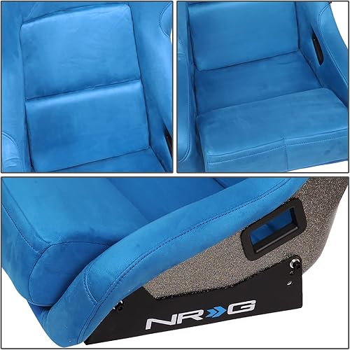 Miniatura 5 de NRG Innovations NRG-FRP-302BL-ULTRA Asiento universal de carreras con respaldo fijo para arneses de 6 puntos, tamaño L, funda de asiento azul