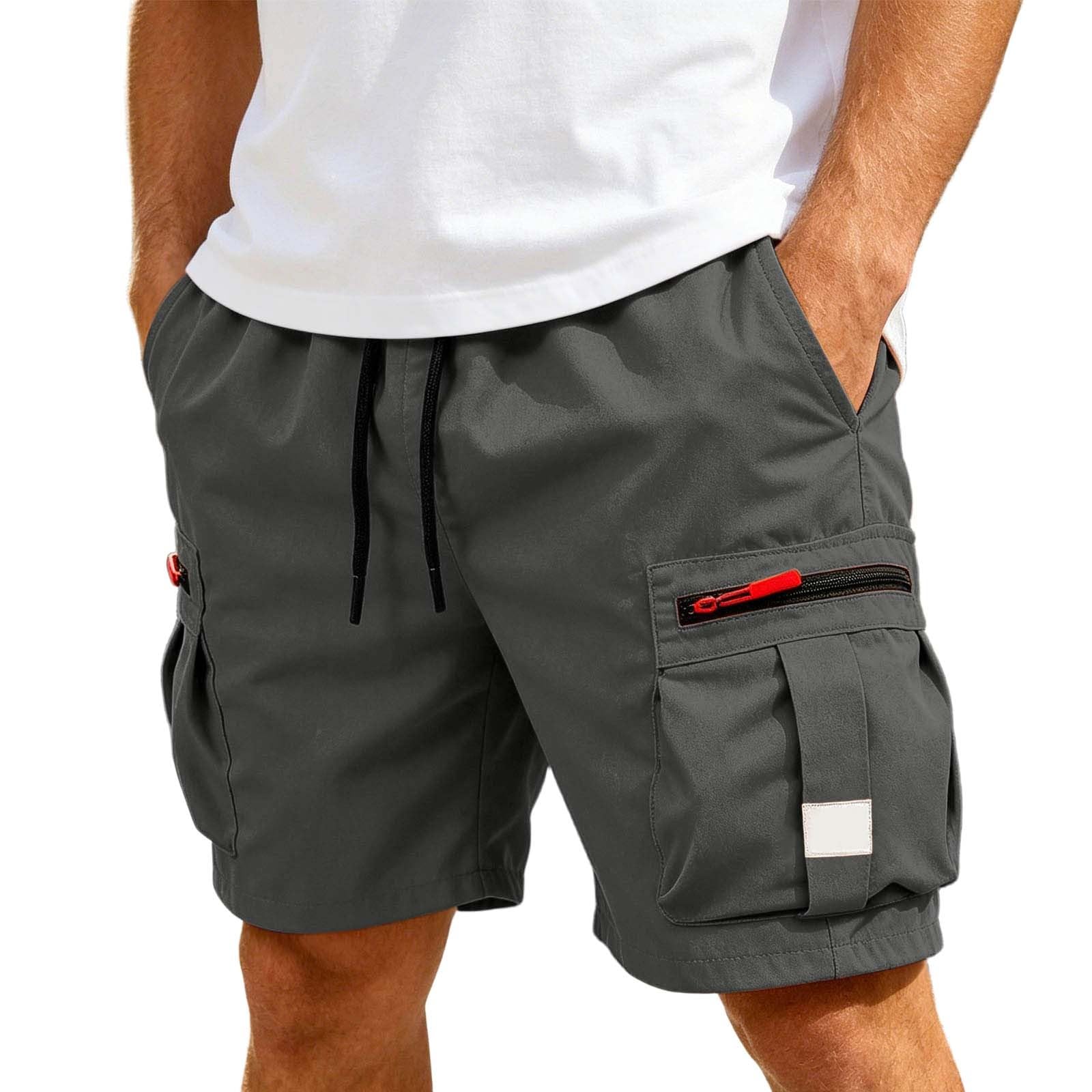 Pantalones Cortos Hombre Cargo Multi Bolsillos Cremallera Verano Playa Senderismo