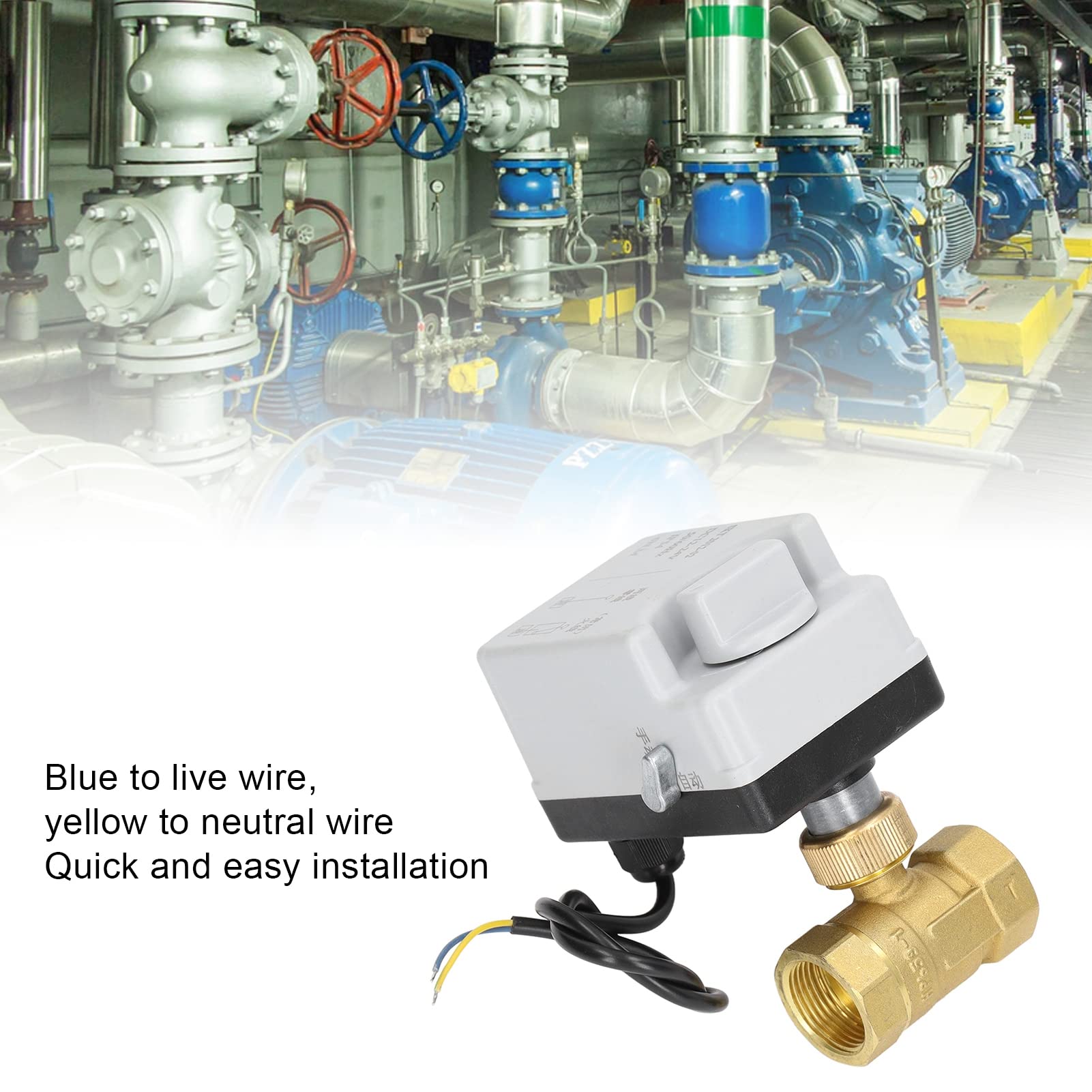 Kadimendium Válvula de Bola Motorizada, Latón DN20 DC12V a 24V, Válvula de Bola Eléctrica, Normalmente Cerrada, Manual Automática para Agua Fría y Caliente